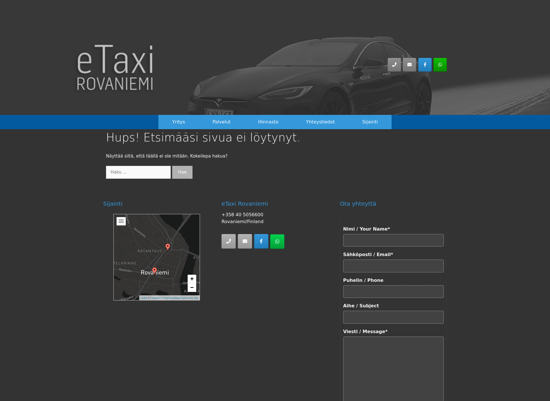 Skärmdump för electrictaxi.fi
