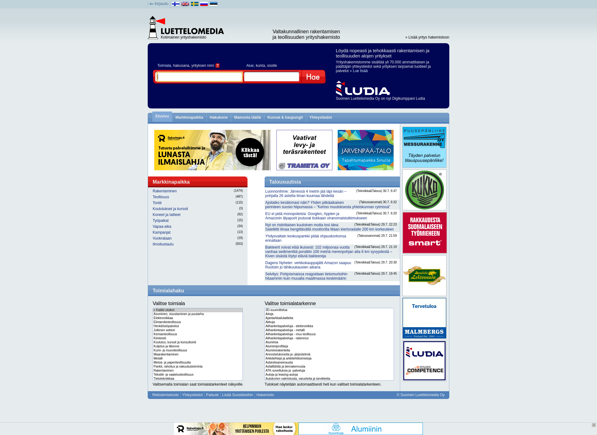 Skärmdump för elektroniikkatele.fi