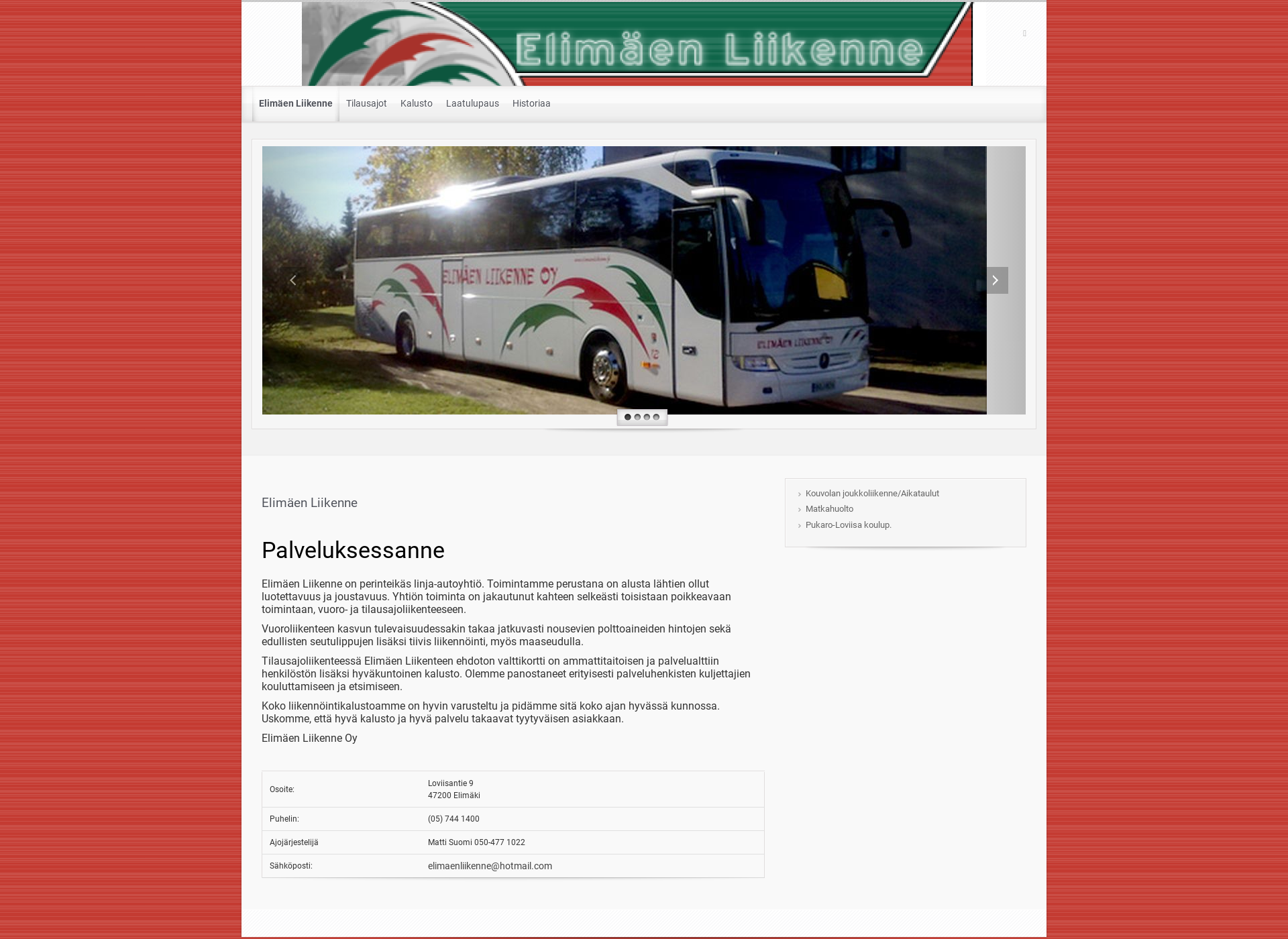Screenshot for elimaenliikenne.fi