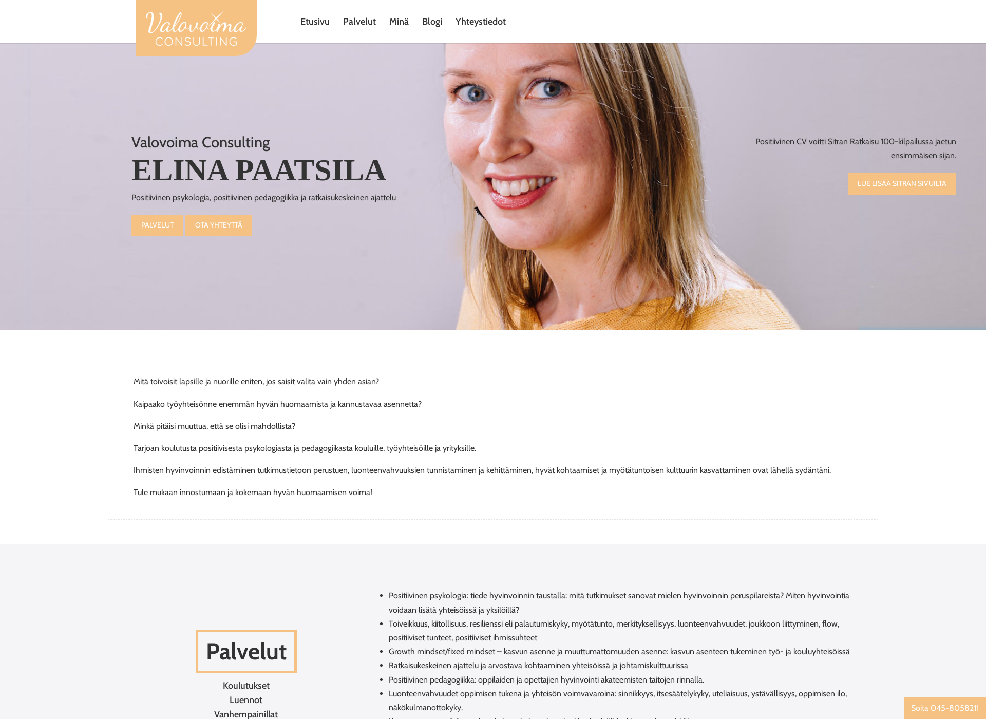 Skärmdump för elinapaatsila.fi