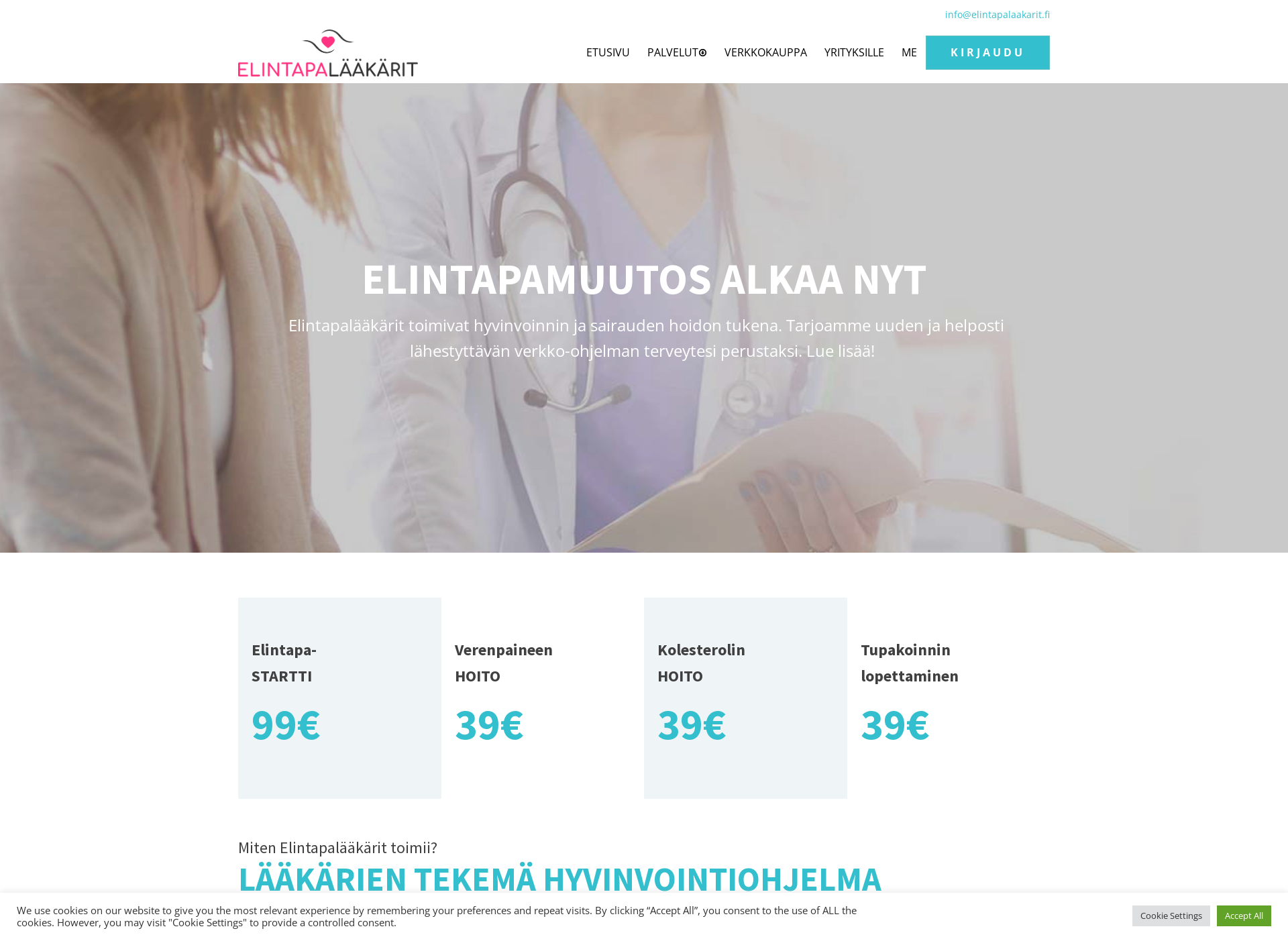 Skärmdump för elintapalaakarit.fi