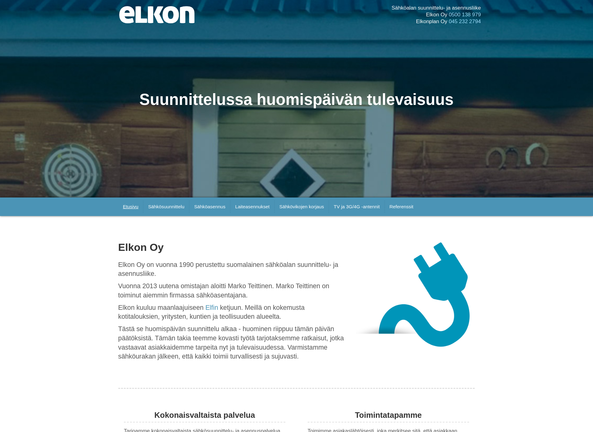 Skärmdump för elkon.fi