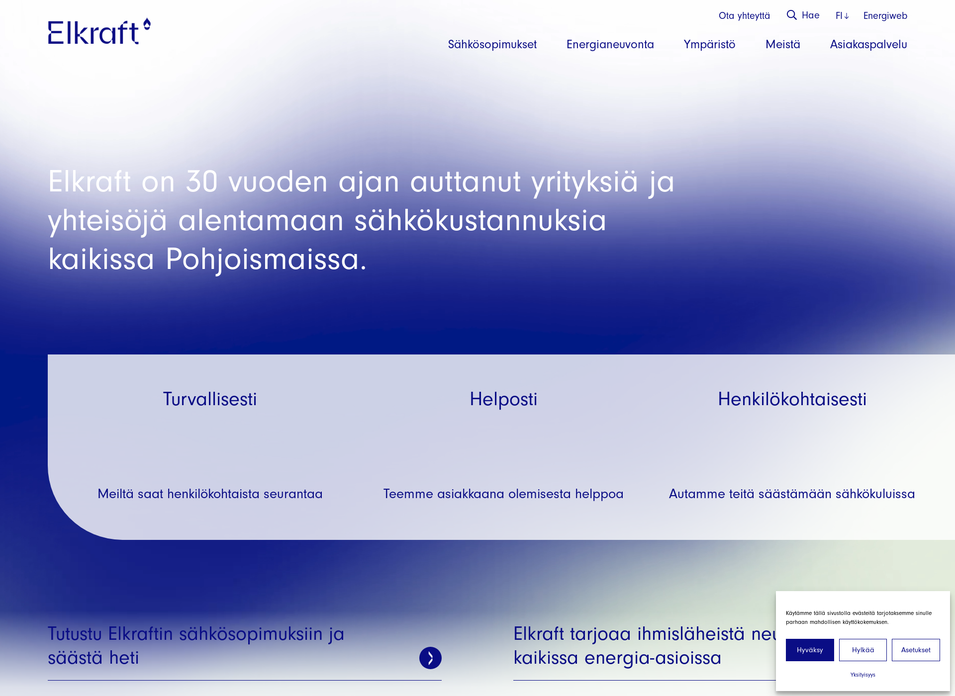Skärmdump för elkraft.fi