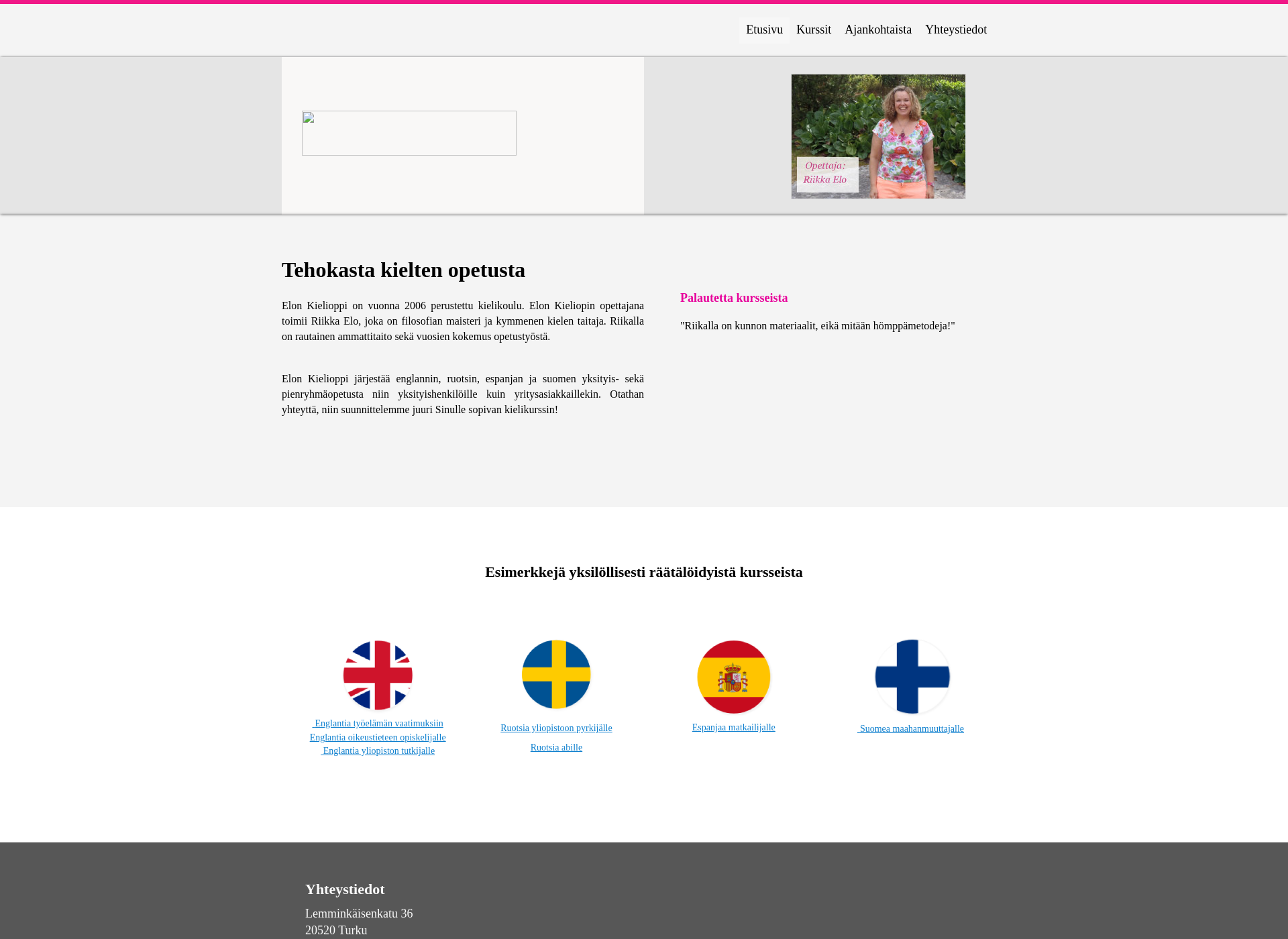 Skärmdump för elonkielioppi.fi