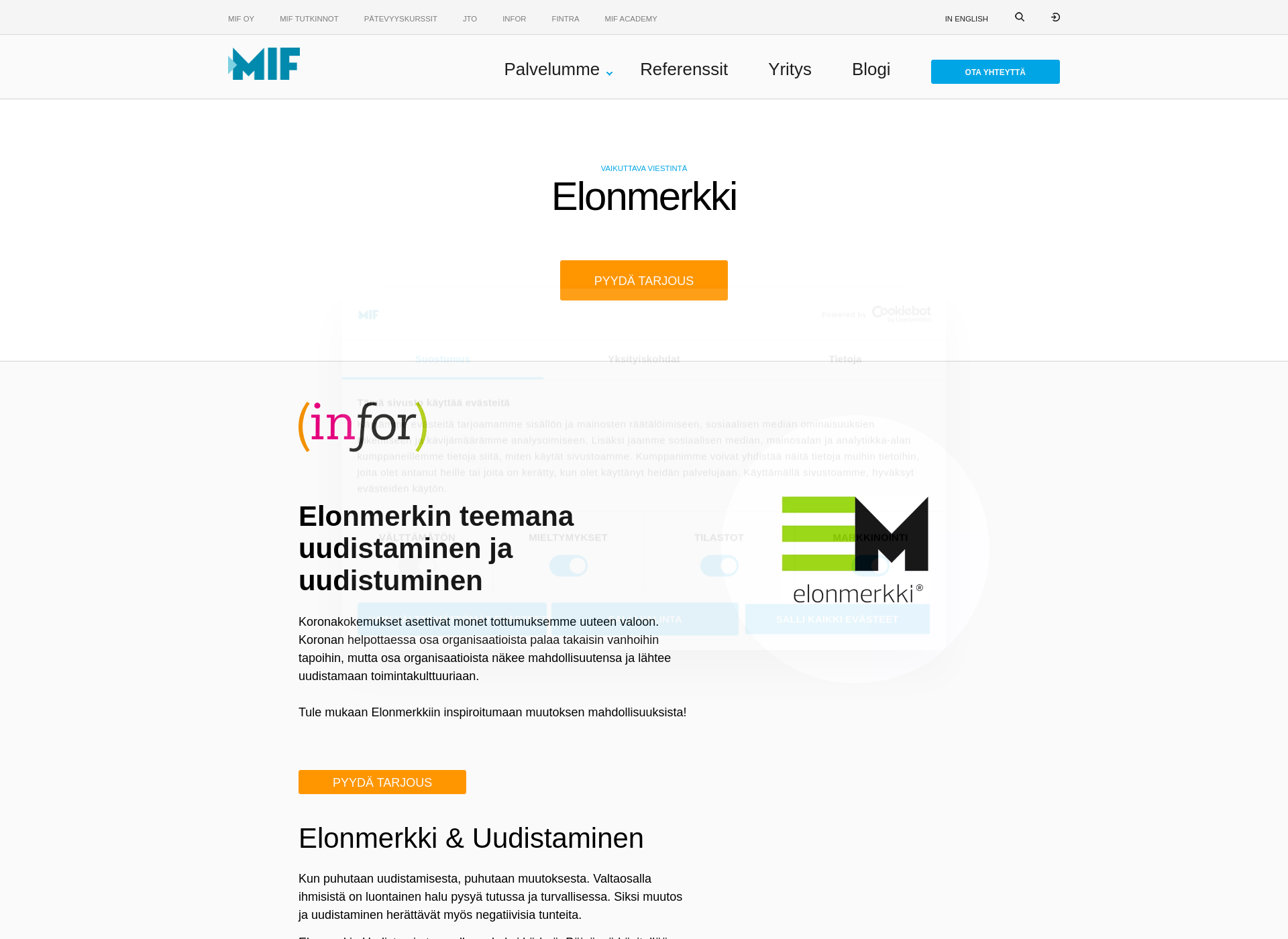 Skärmdump för elonmerkki.fi