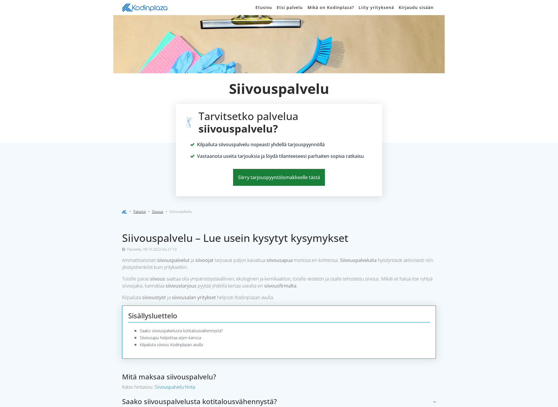 Skärmdump för elsiivouspalvelu.fi
