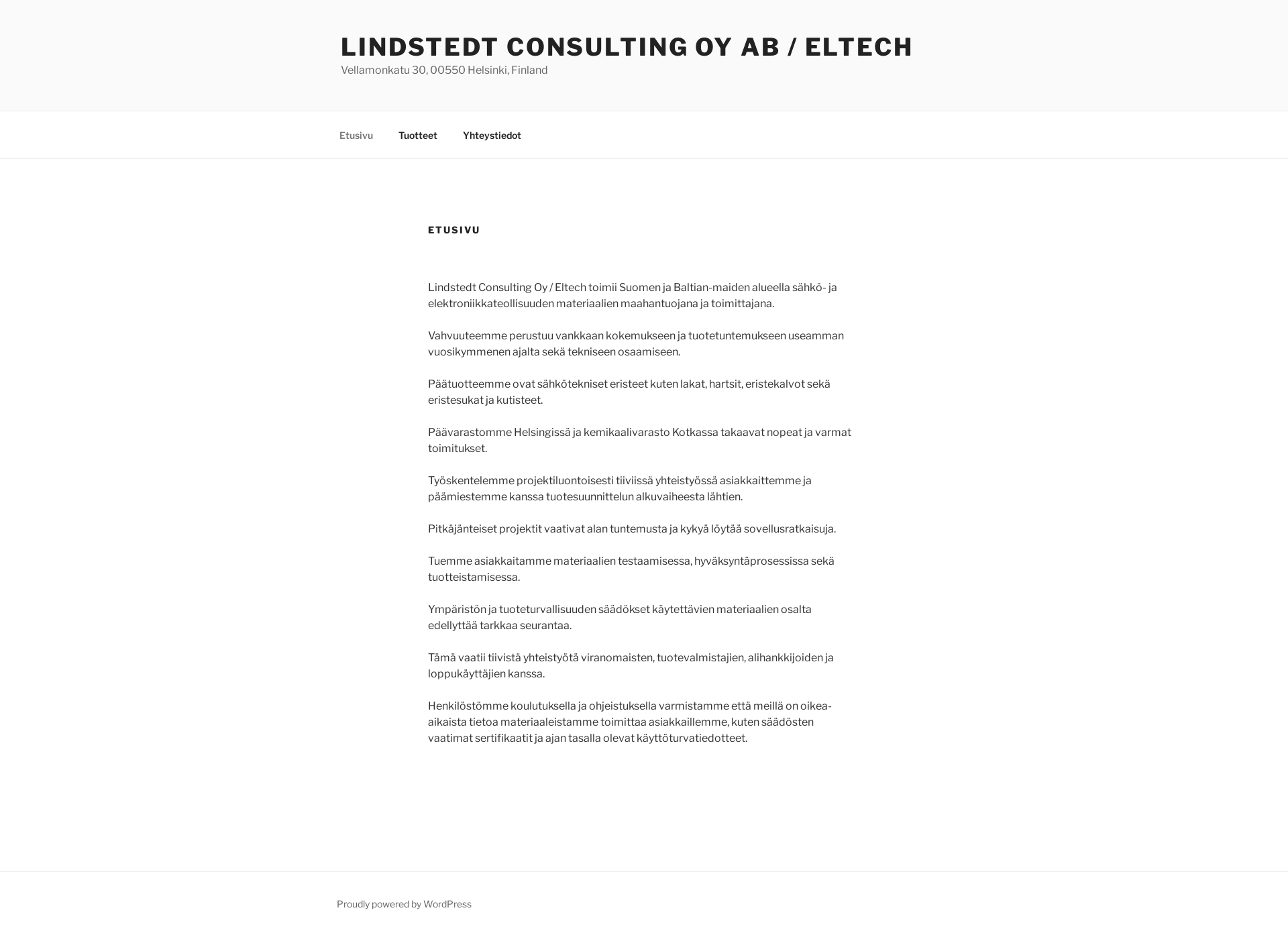 Skärmdump för eltech.fi