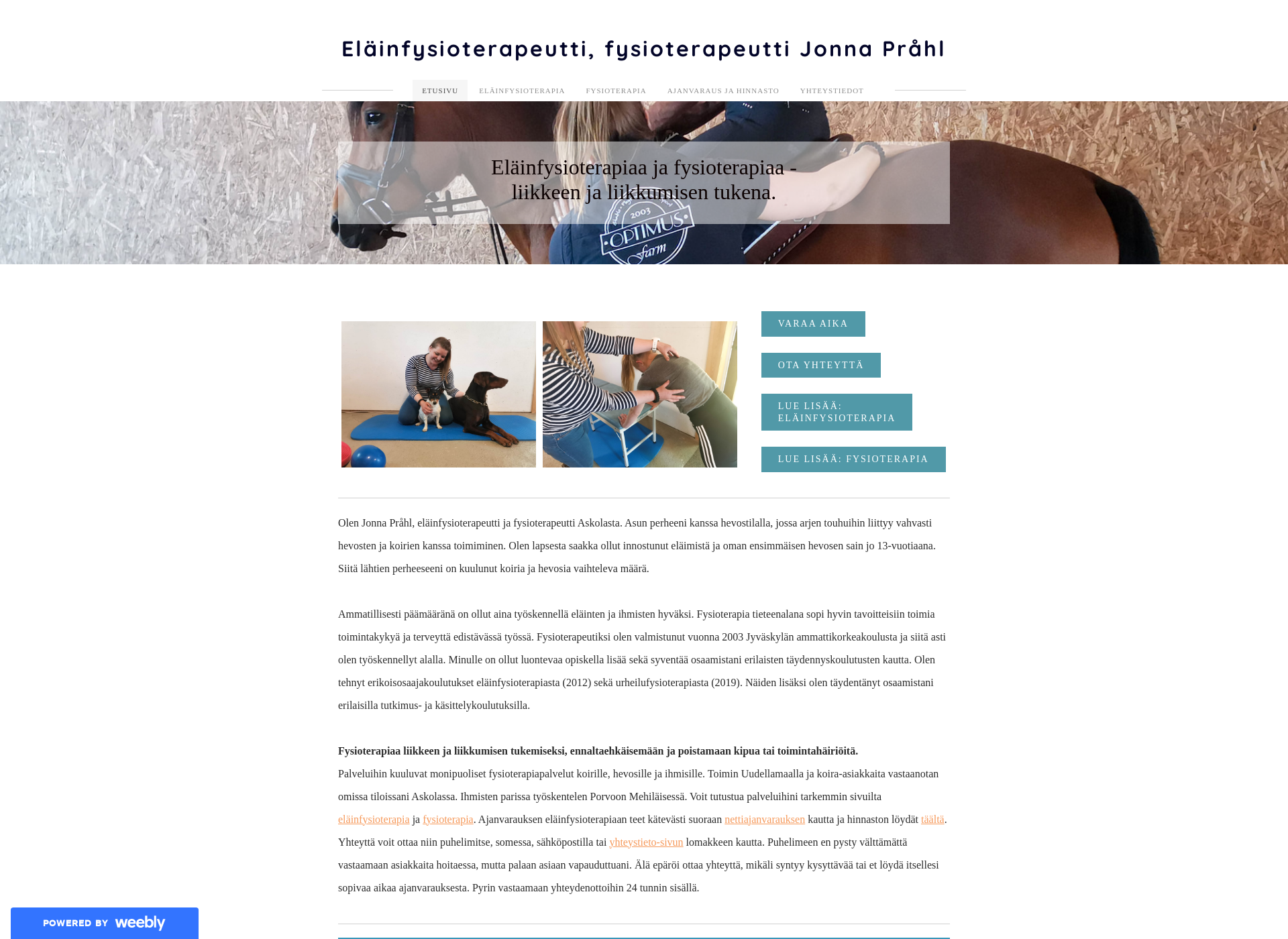 Screenshot for eläinfysioterapeutti.fi