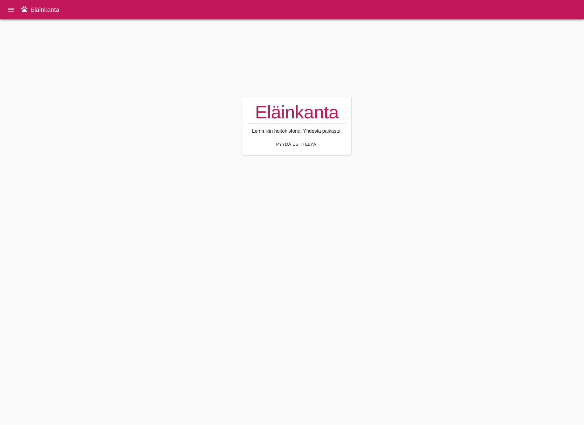 Skärmdump för eläinkanta.fi
