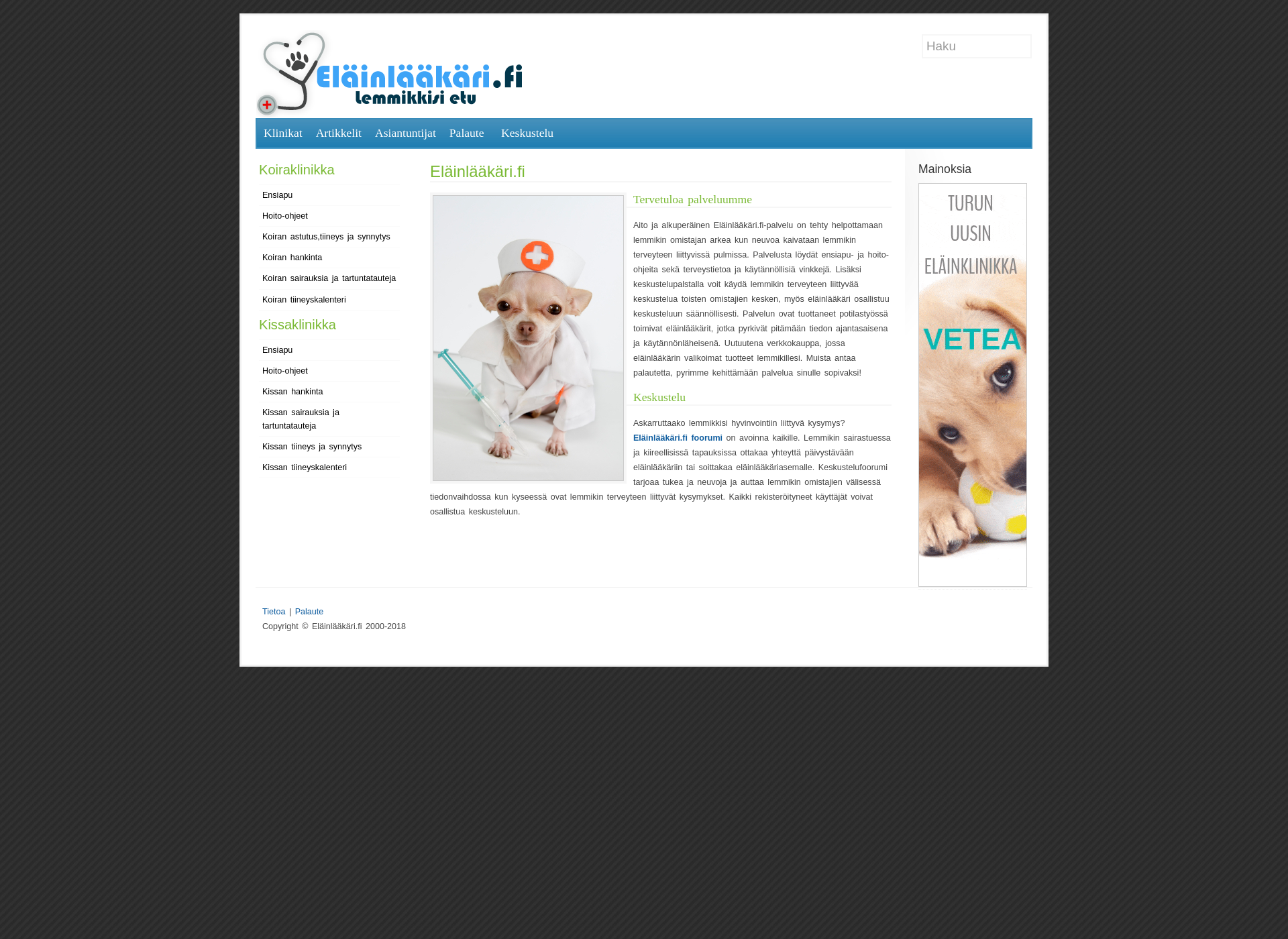 Screenshot for eläinlääkäri.fi