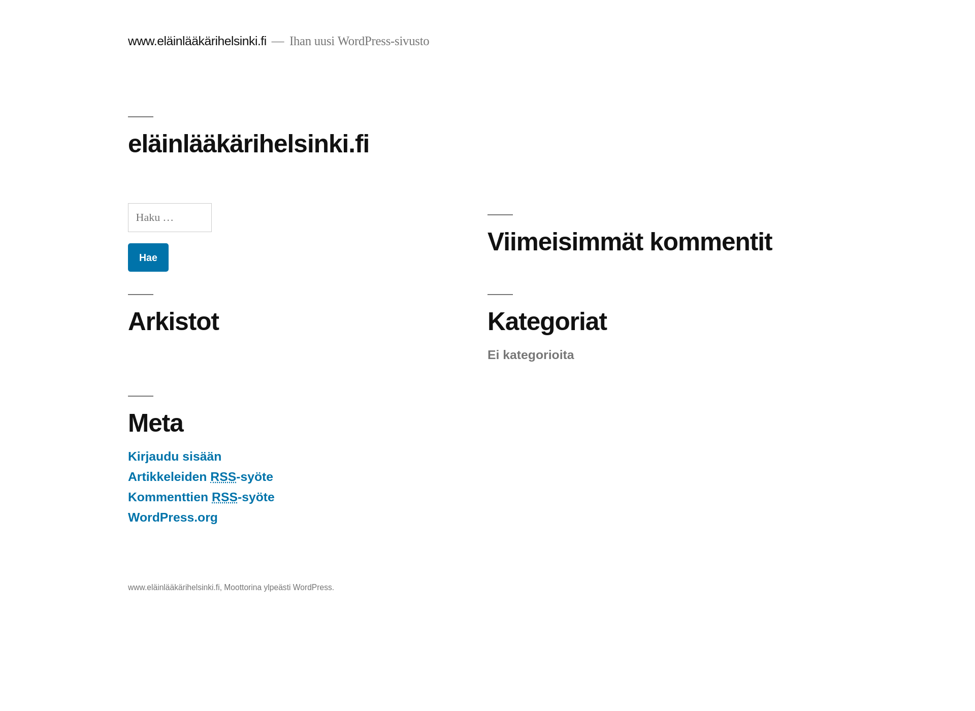 Skärmdump för eläinlääkärihelsinki.fi