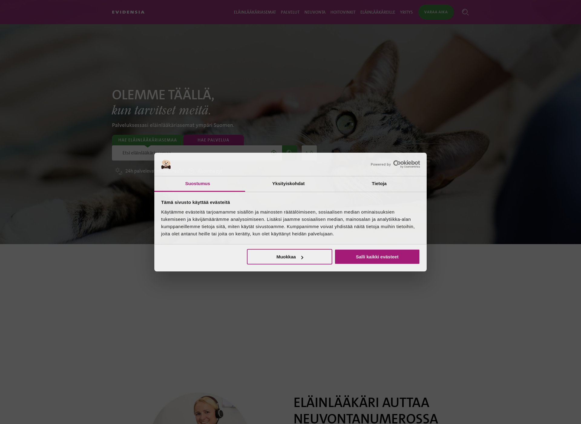 Screenshot for eläinlääkärit.fi