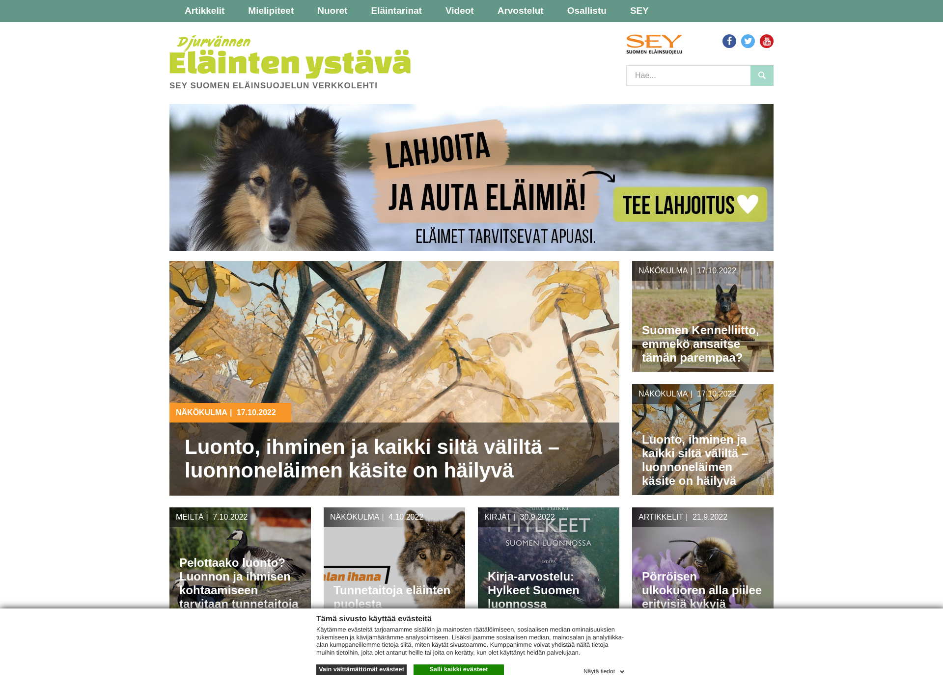Näyttökuva eläintenystävä.fi