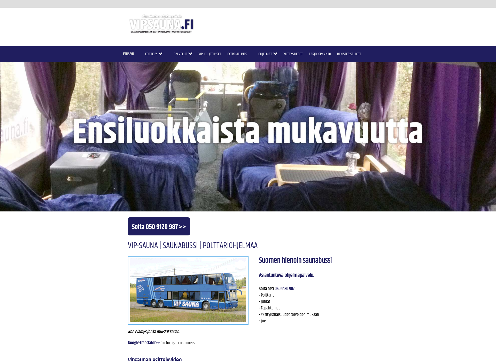 Skärmdump för elämyslahjabussi.fi