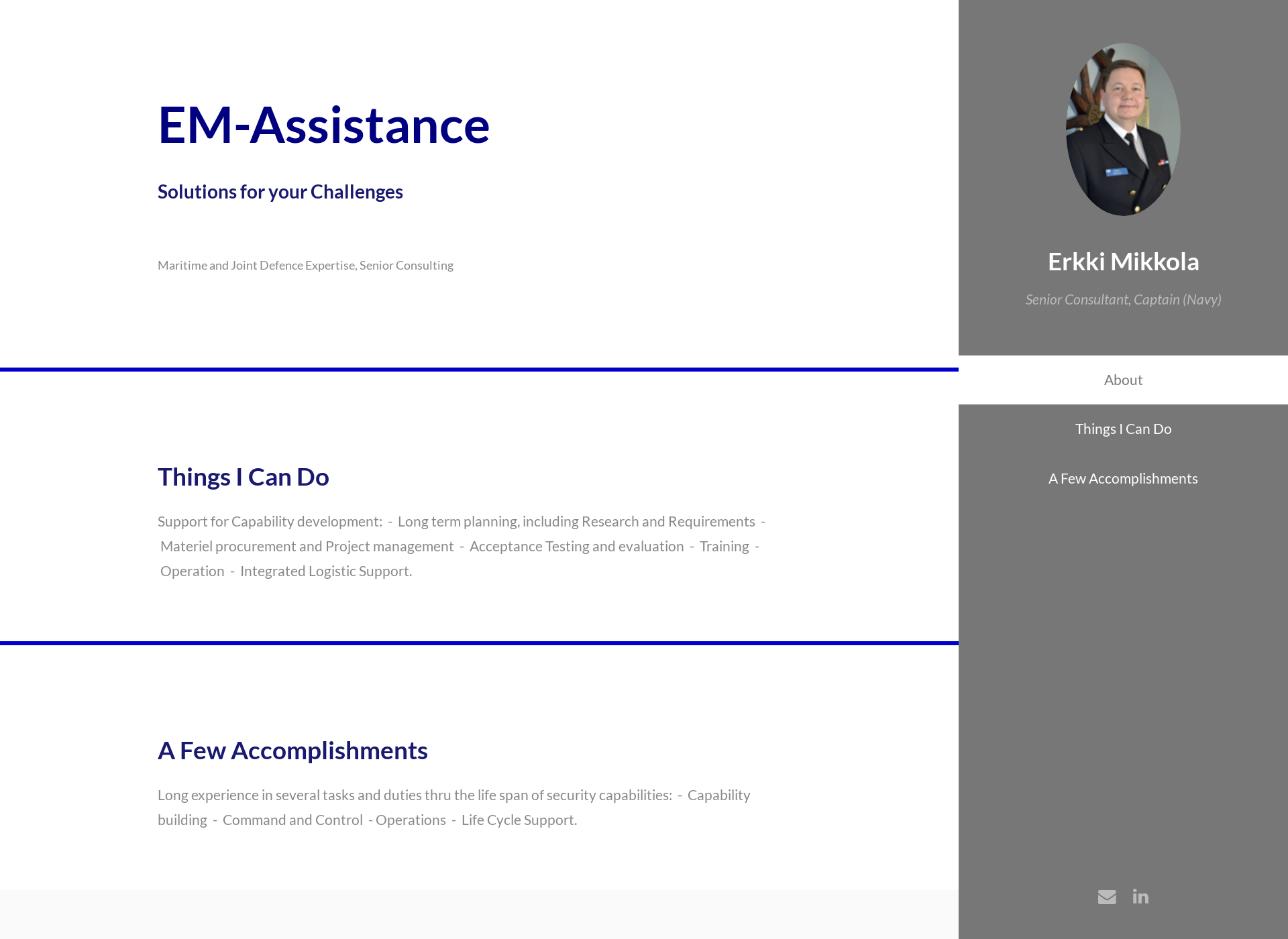 Skärmdump för em-assistance.fi
