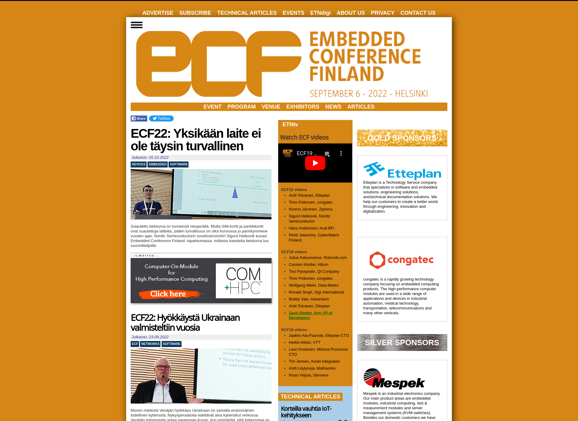 Skärmdump för embeddedconference.fi
