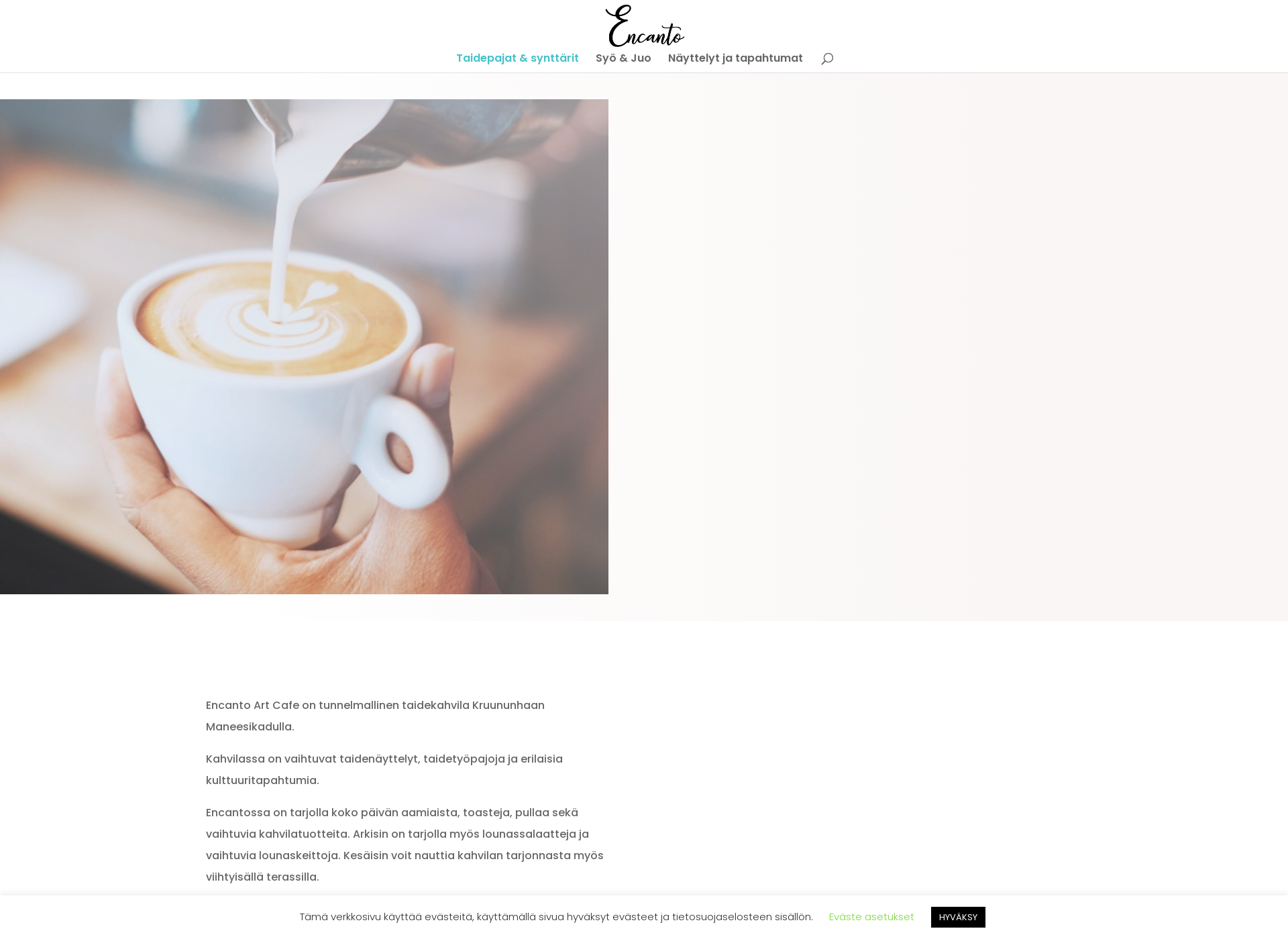 Skärmdump för encantoartcafe.fi