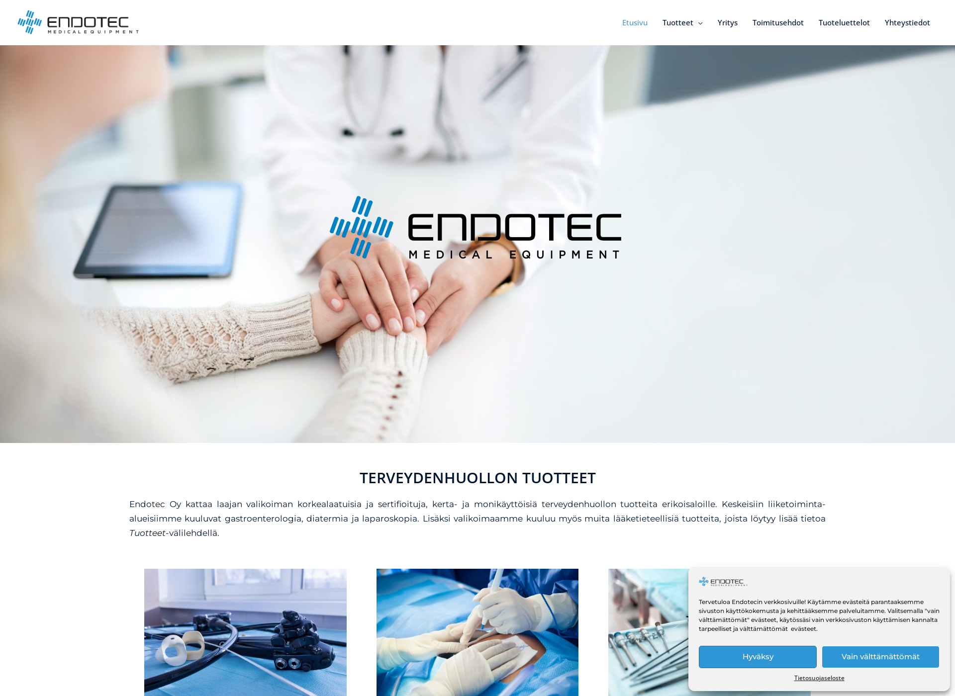 Skärmdump för endotec.fi