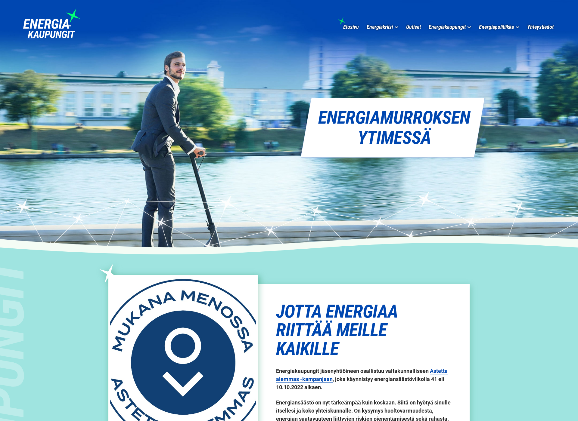 Skärmdump för energiakaupungit.fi