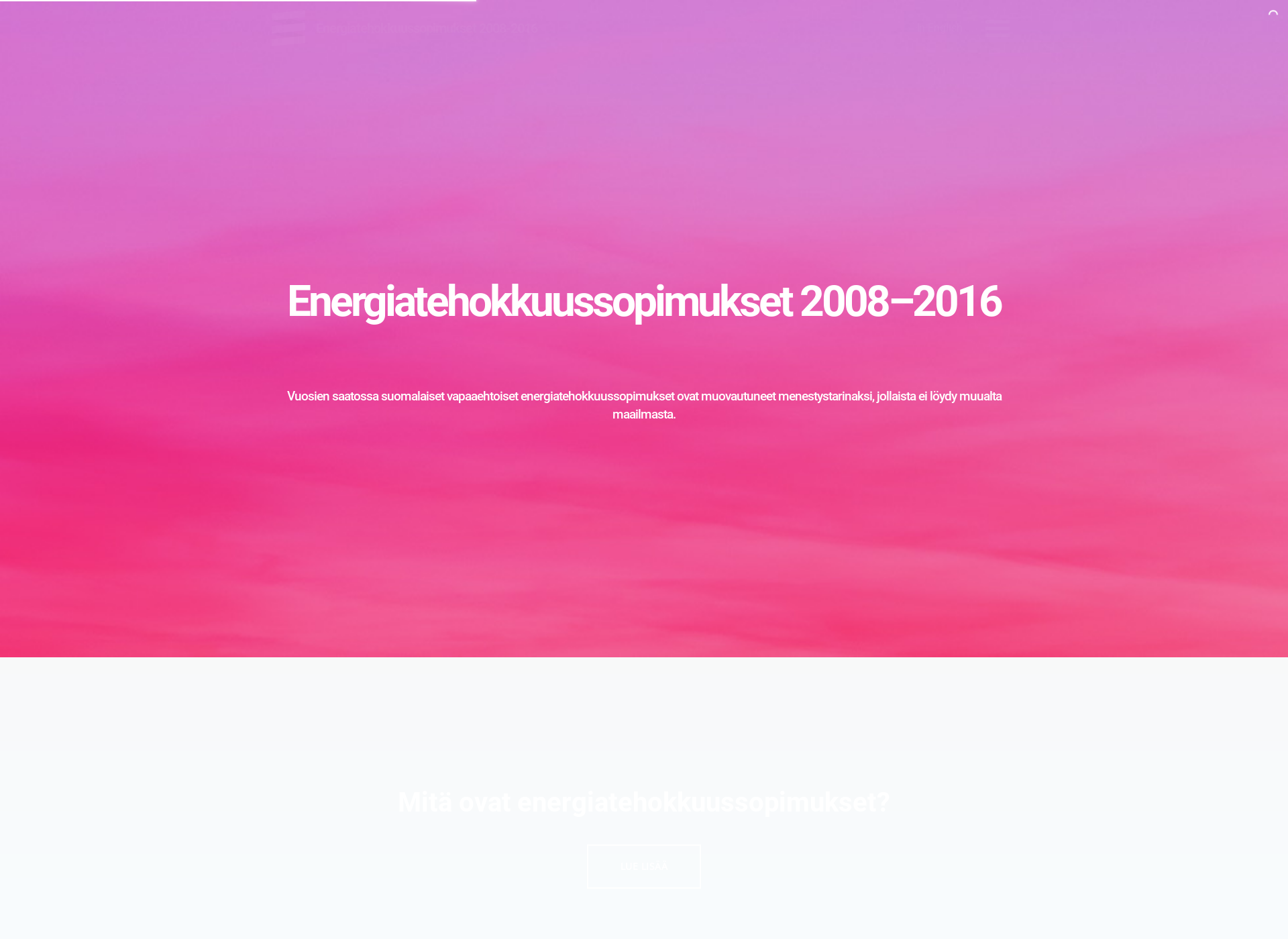 Skärmdump för energiatehokkuussopimukset2008-2016.fi
