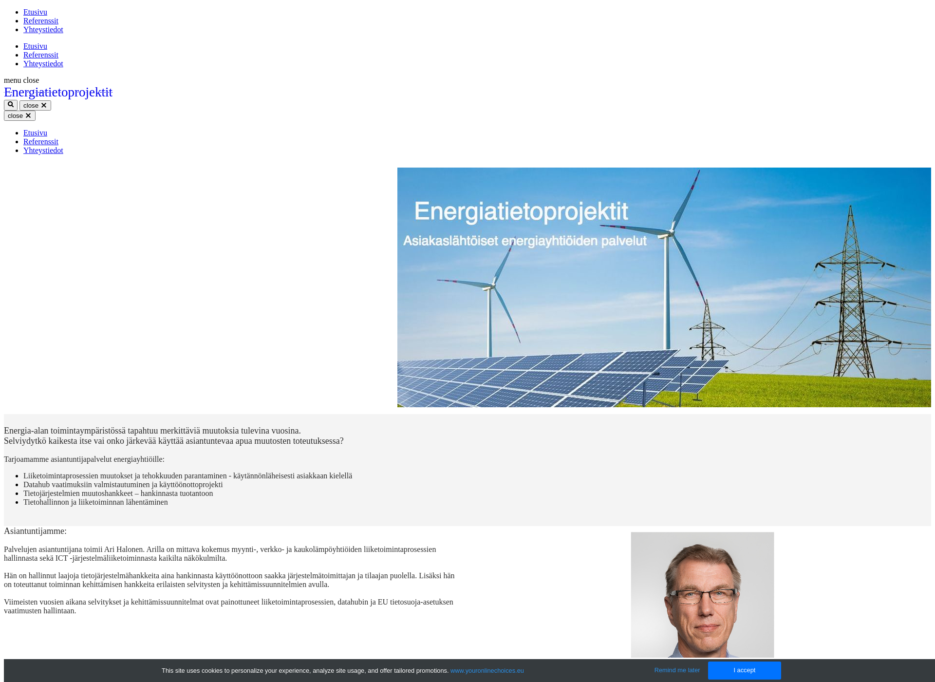 Screenshot for energiatietoprojektit.fi