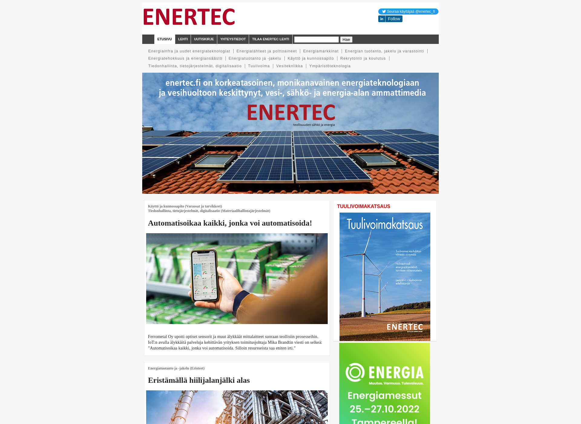 Screenshot for enertec.fi