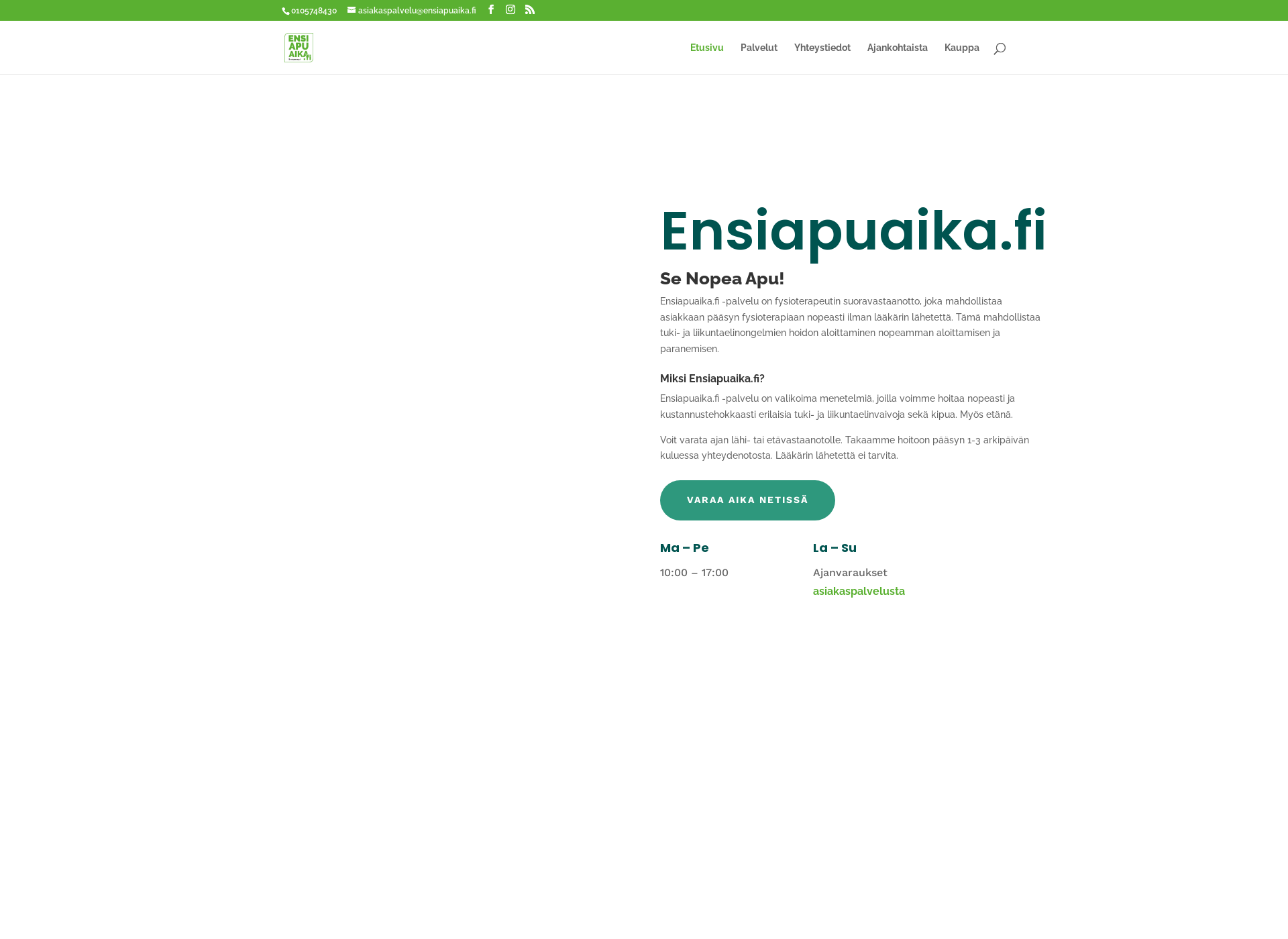 Skärmdump för ensiapuaika.fi