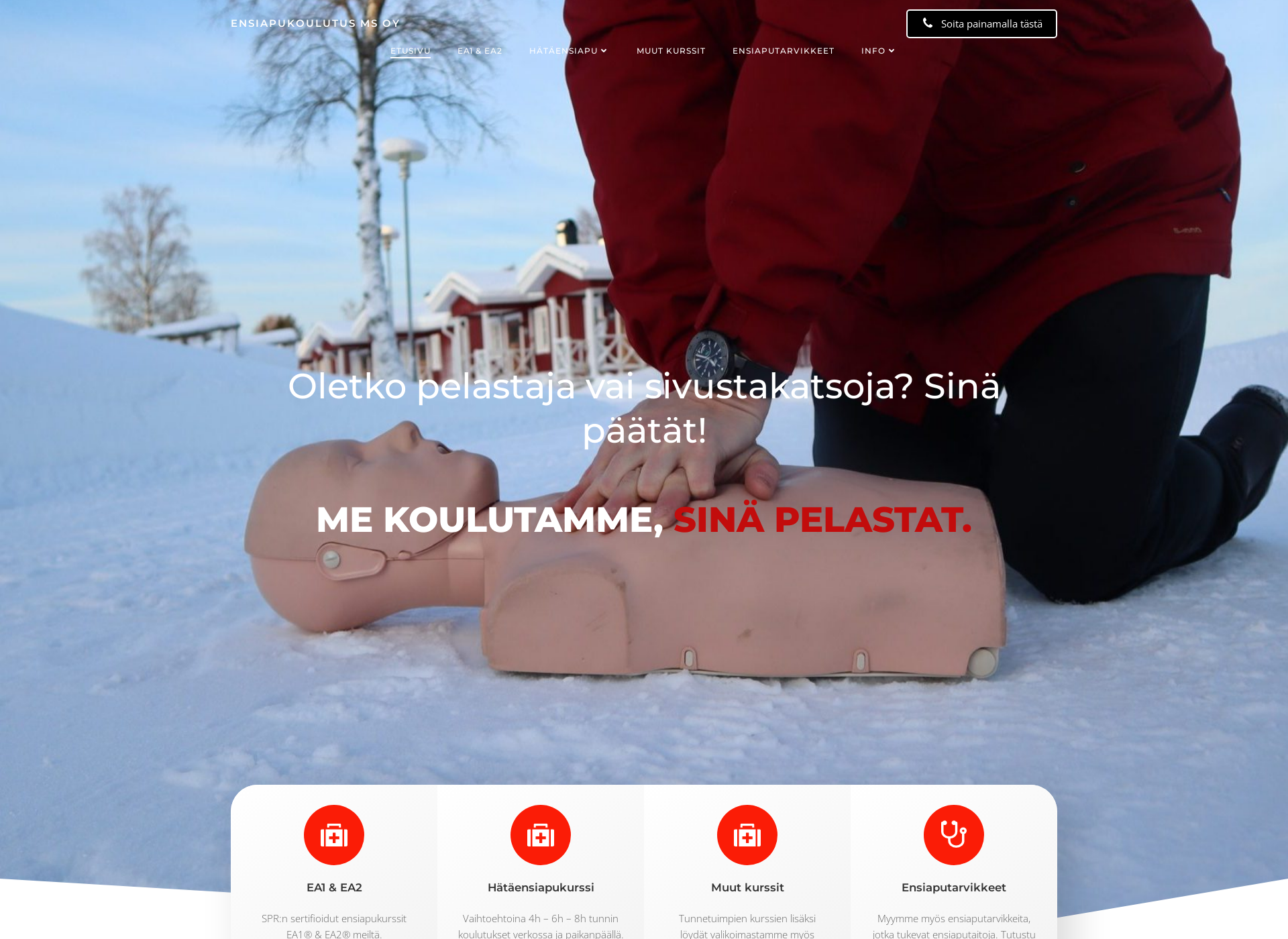 Skärmdump för ensiapukoulutusms.fi