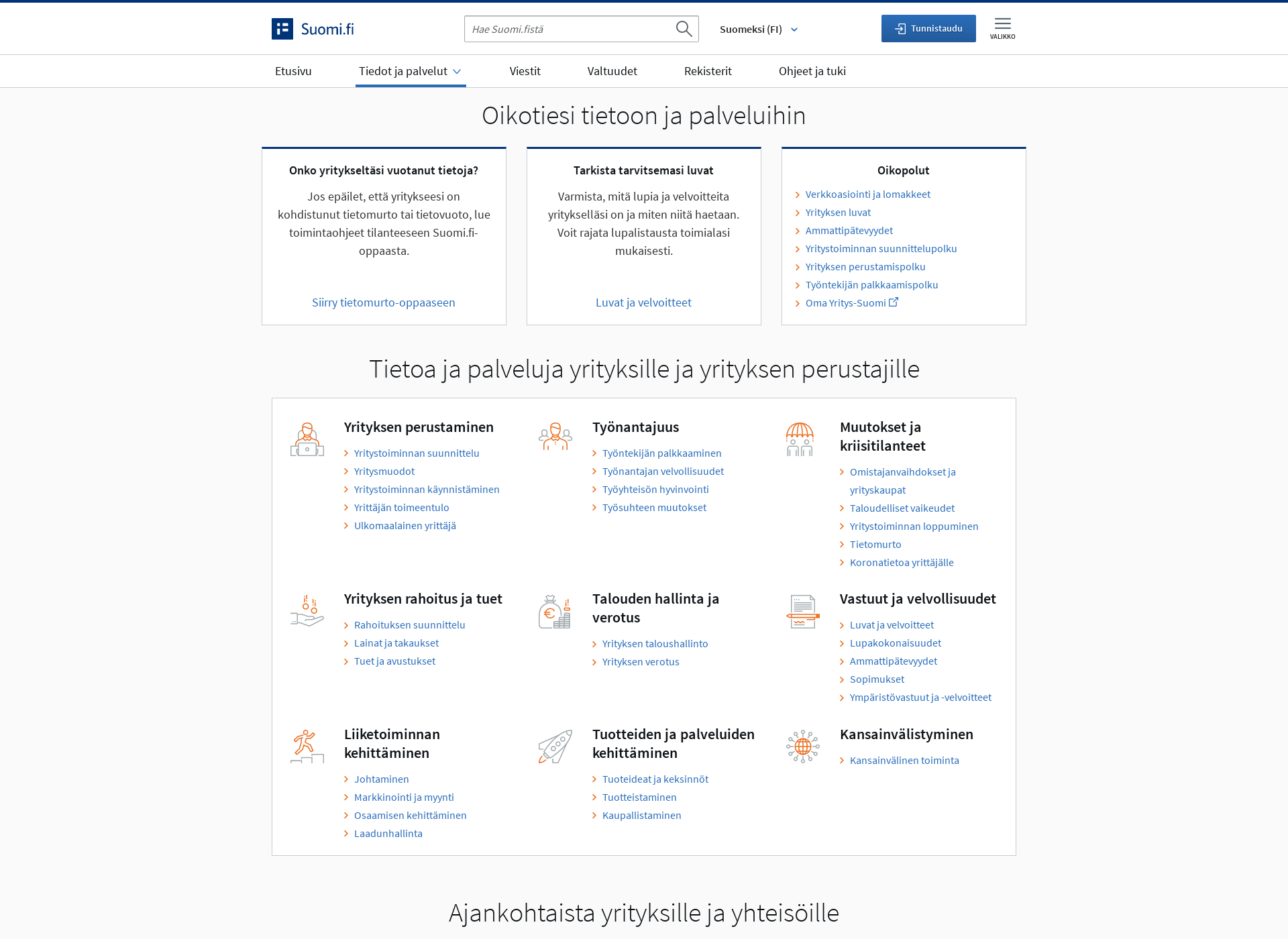 Skärmdump för enterprisefinland.fi