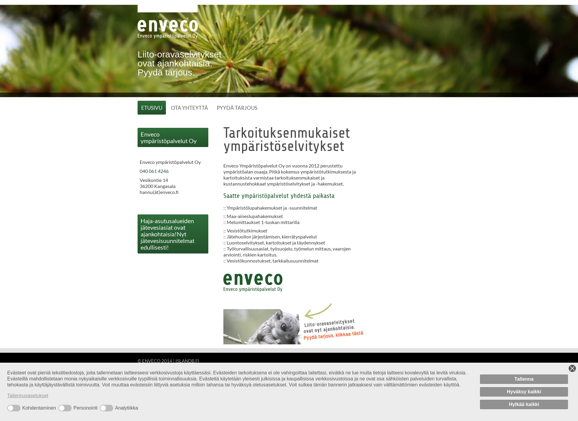 Screenshot for enveco.fi