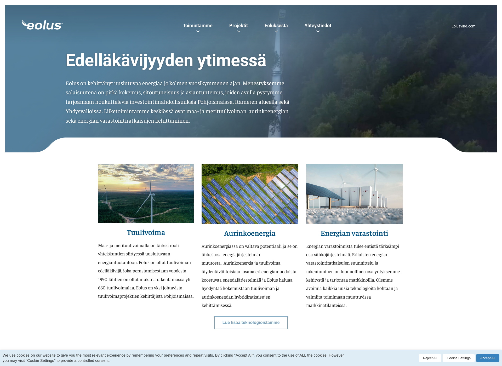 Skärmdump för eolus.fi