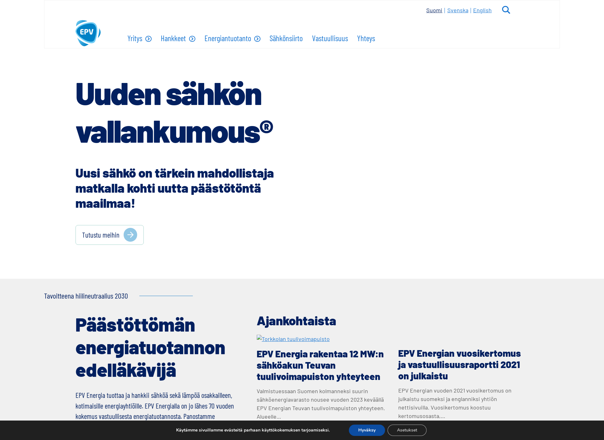 Skärmdump för epv.fi