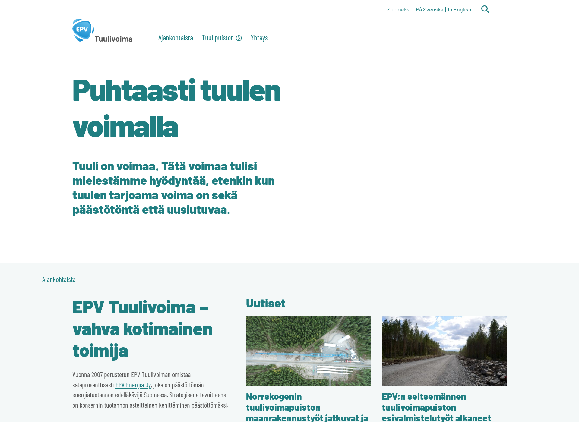 Screenshot for epvtuulivoima.fi
