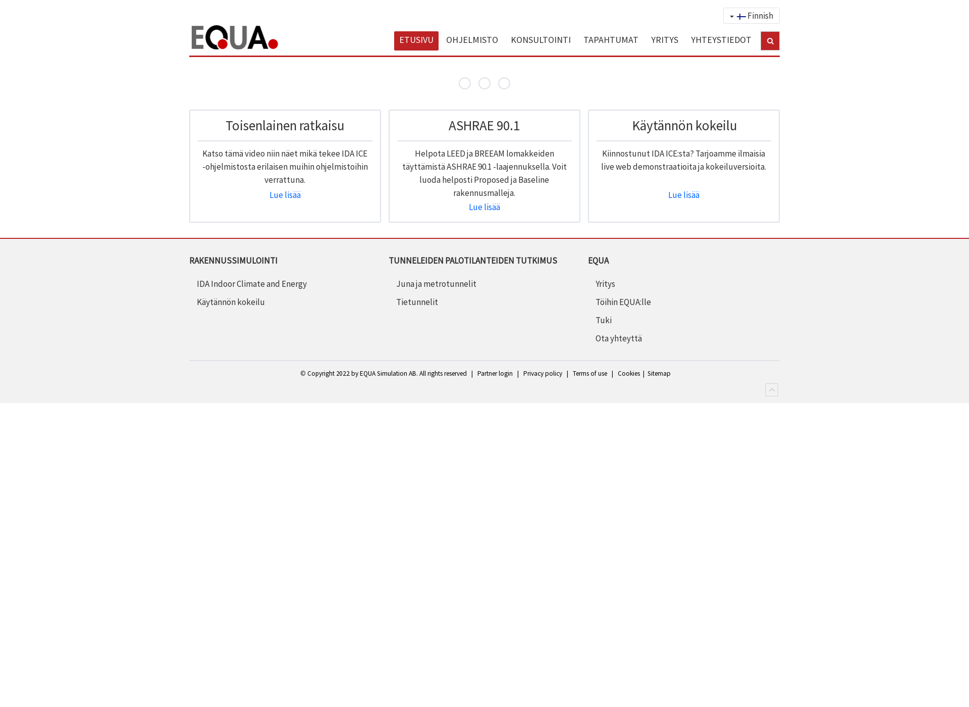 Skärmdump för equa.fi