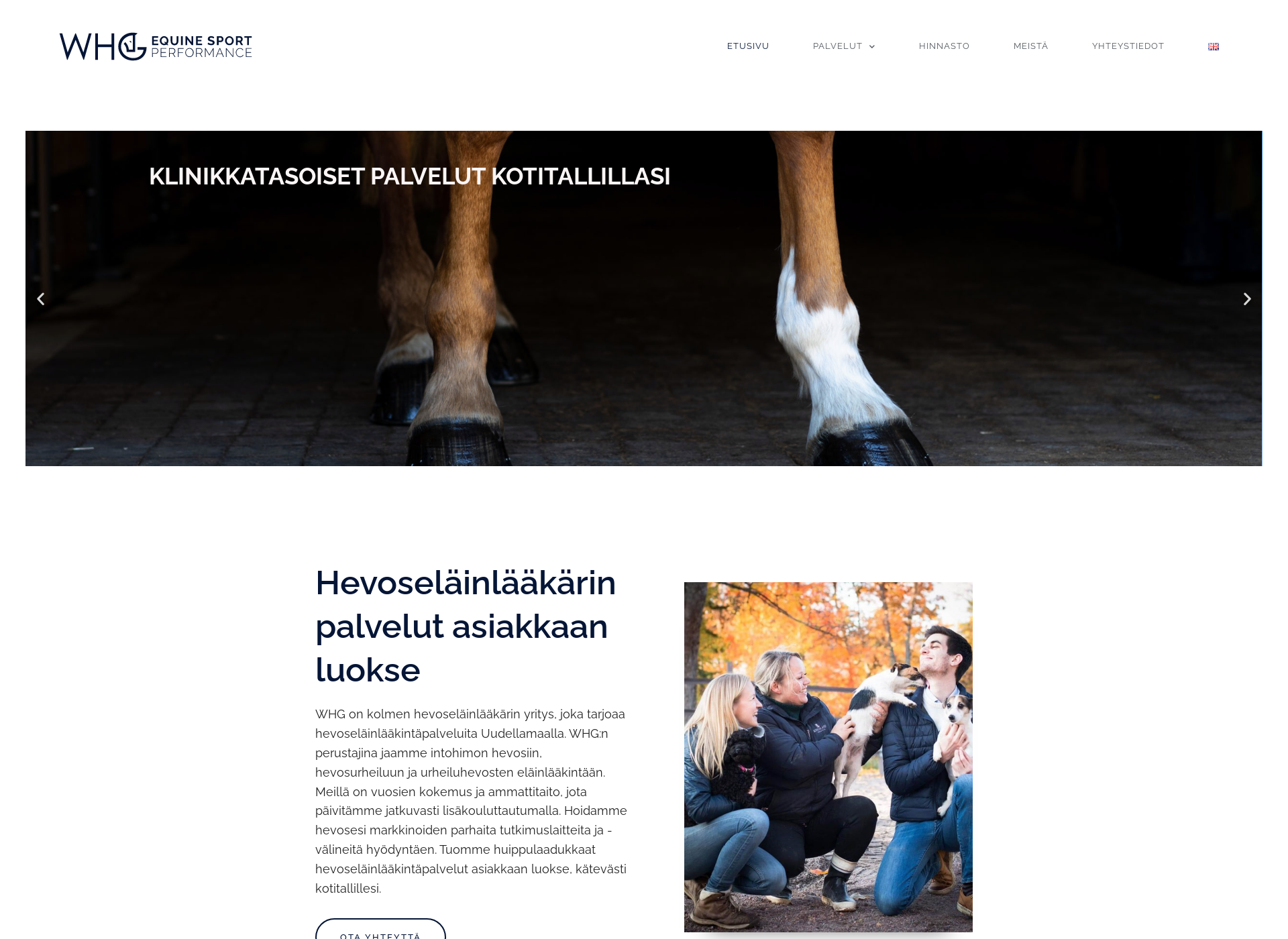 Skärmdump för equinevet.fi
