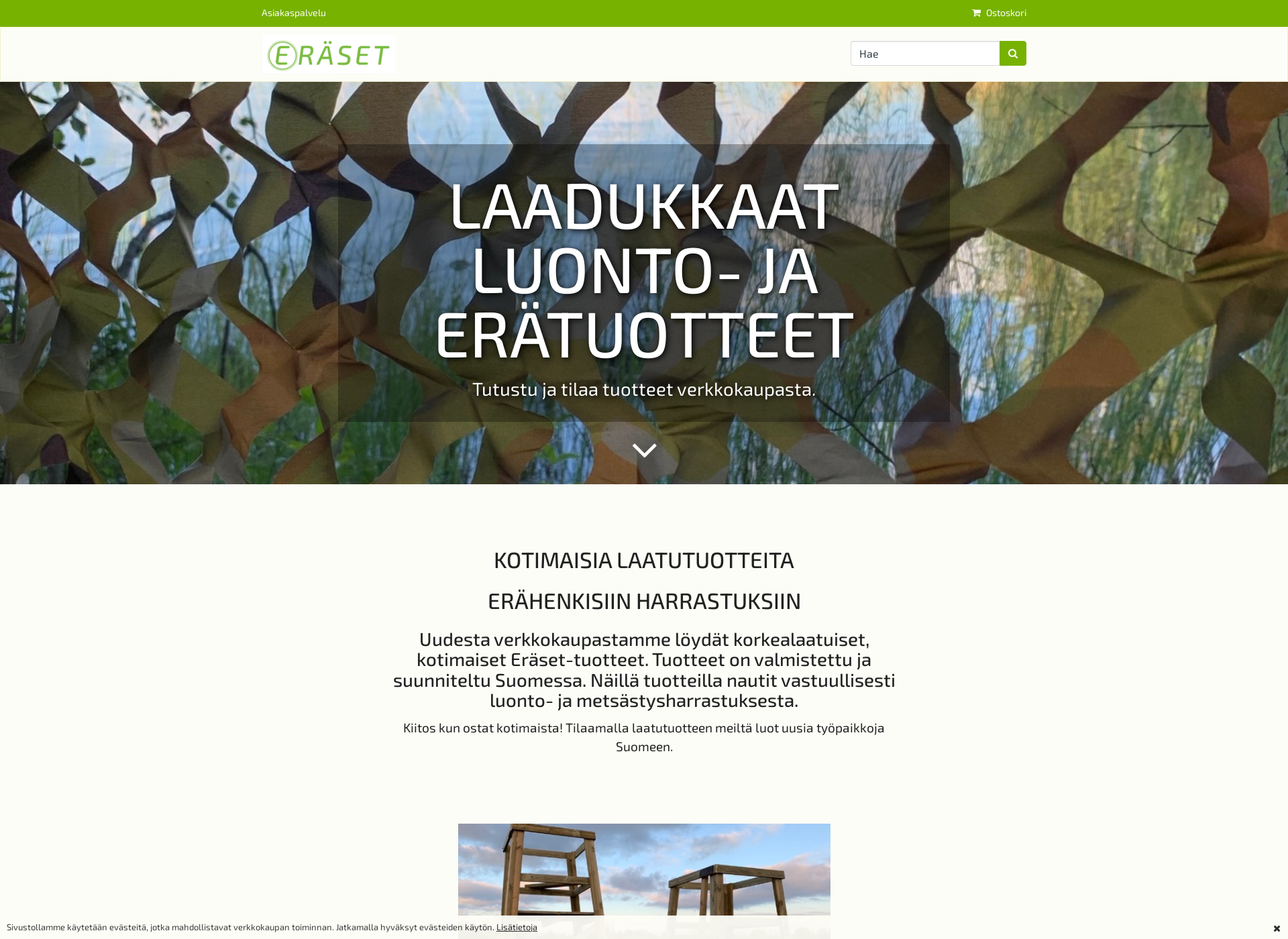 Skärmdump för eraset.fi