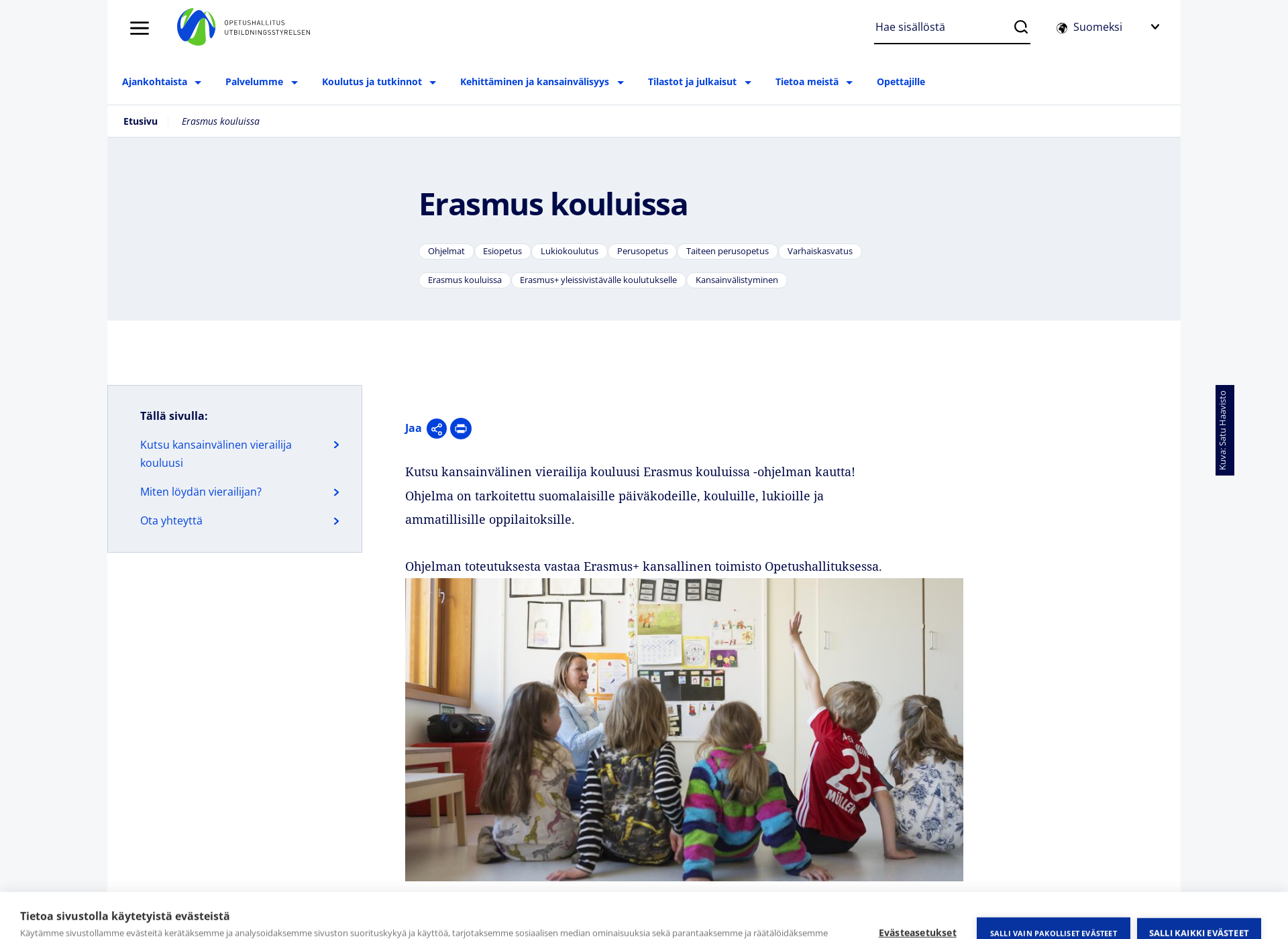 Skärmdump för erasmuskouluissa.fi