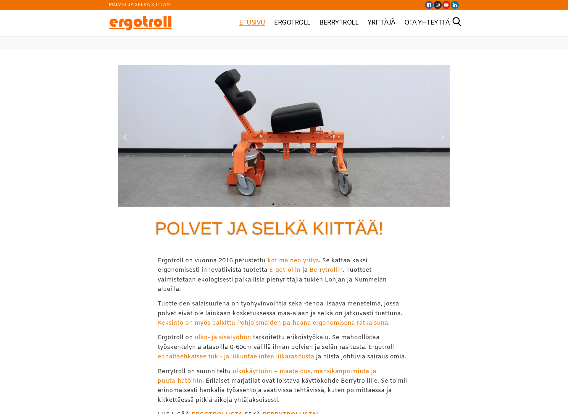 Skärmdump för ergotroll.fi