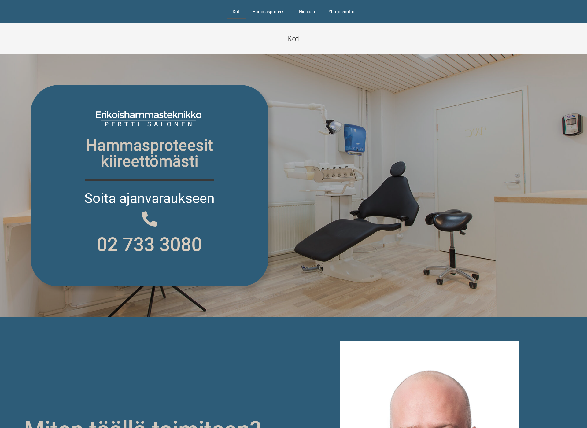 Skärmdump för erikoishammasteknikkosalonen.fi