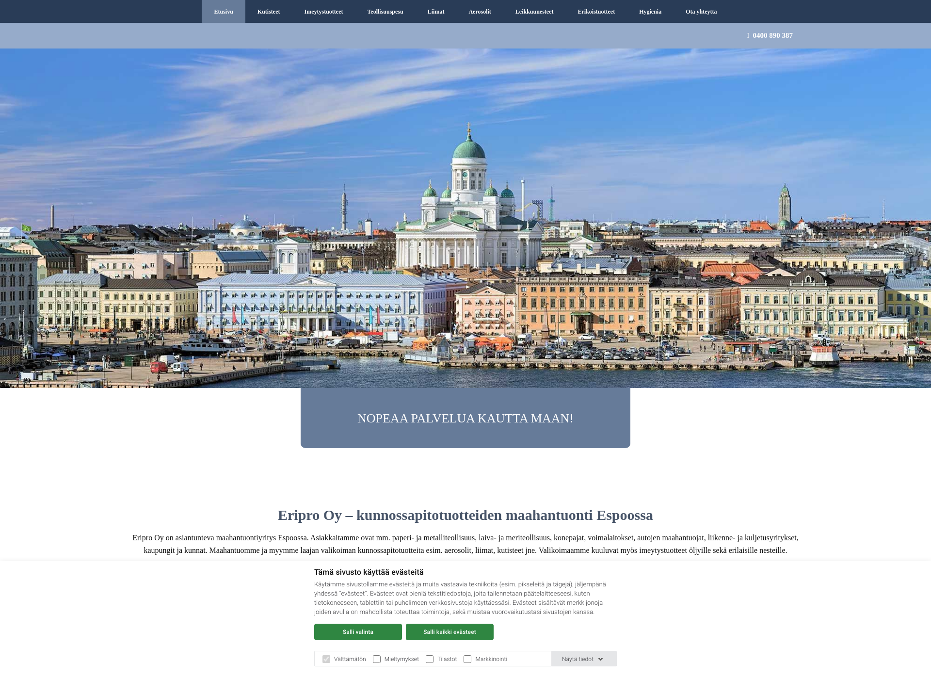 Skärmdump för eripro.fi