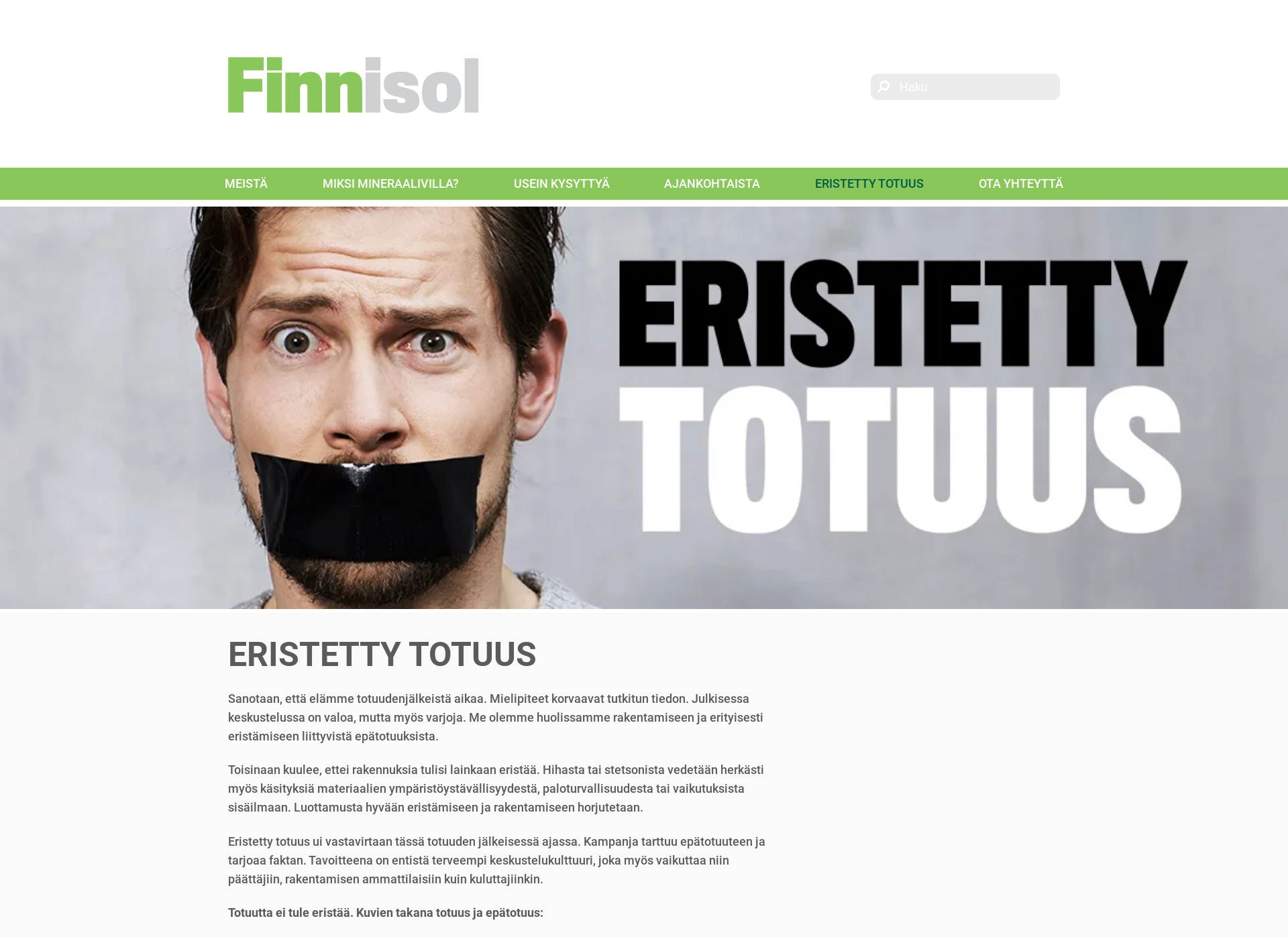 Skärmdump för eristettytotuus.fi