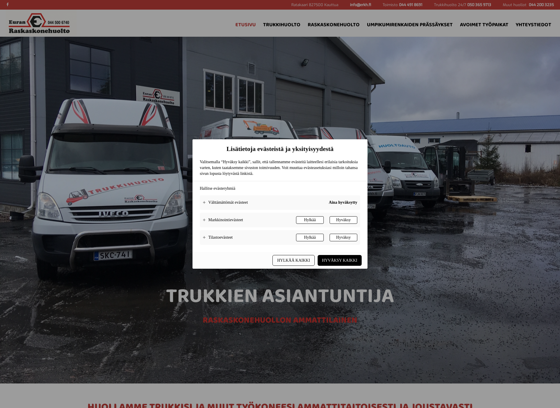 Skärmdump för erkh.fi