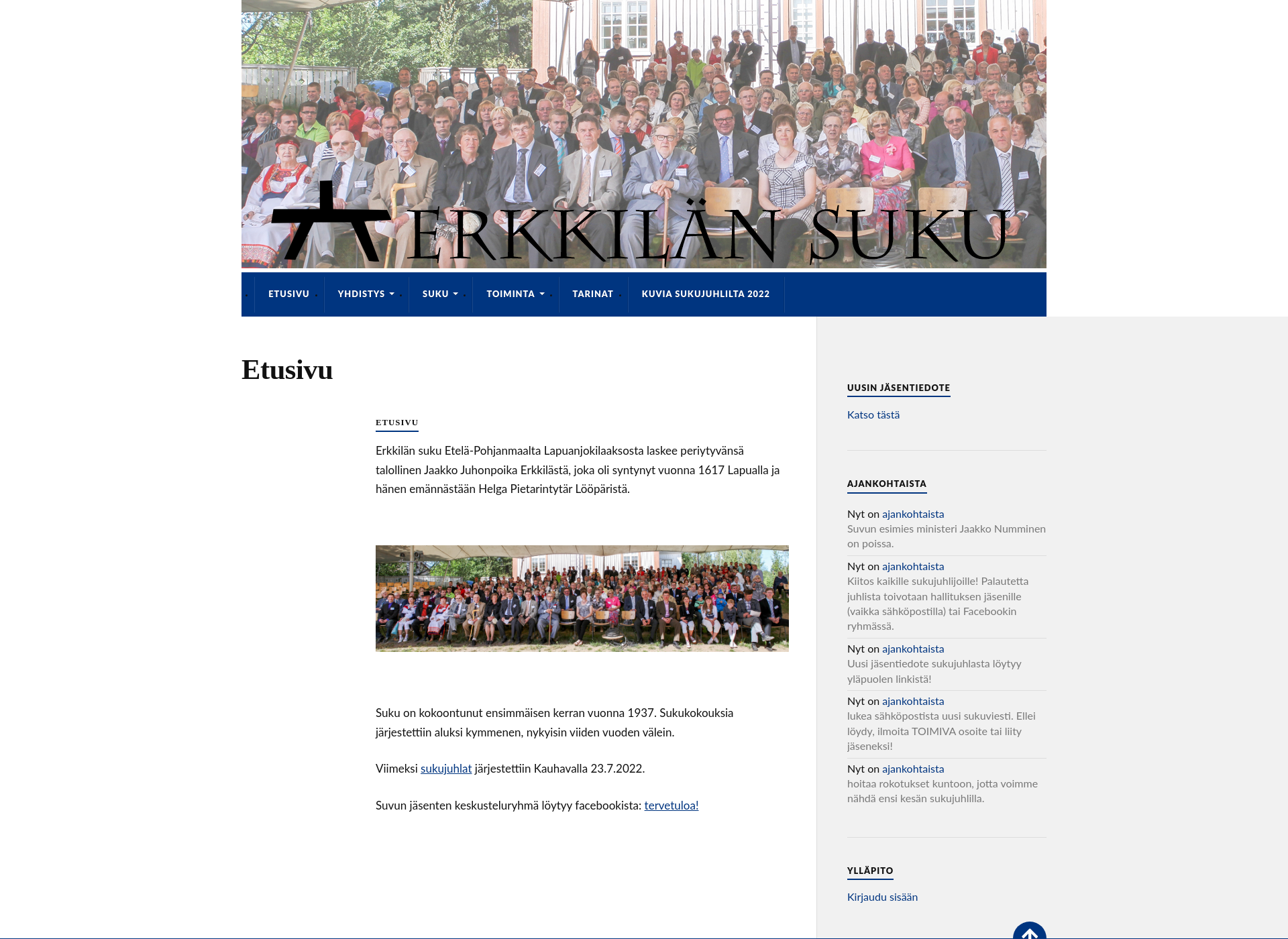 Screenshot for erkkilänsuku.fi