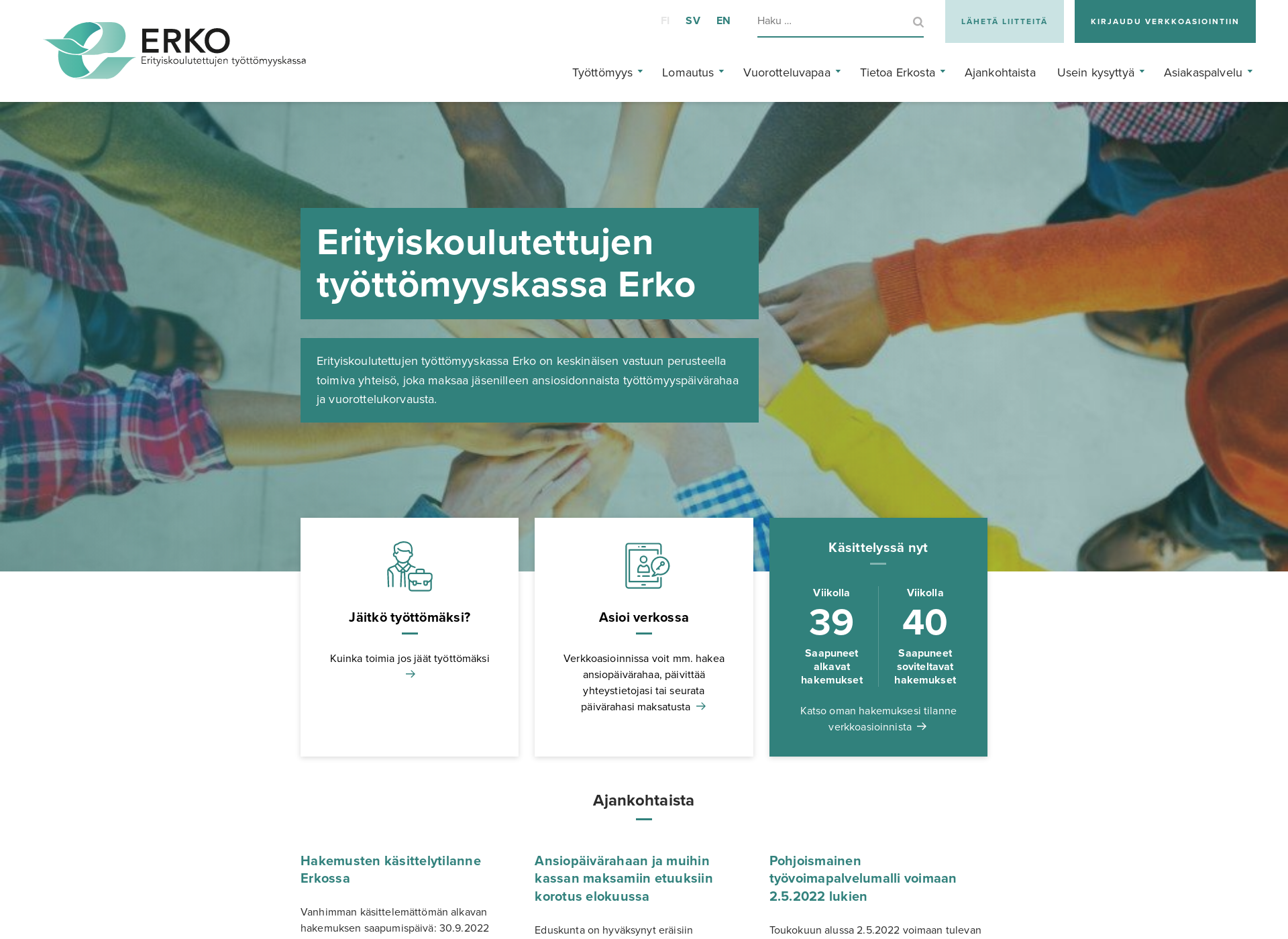 Skärmdump för erko.fi