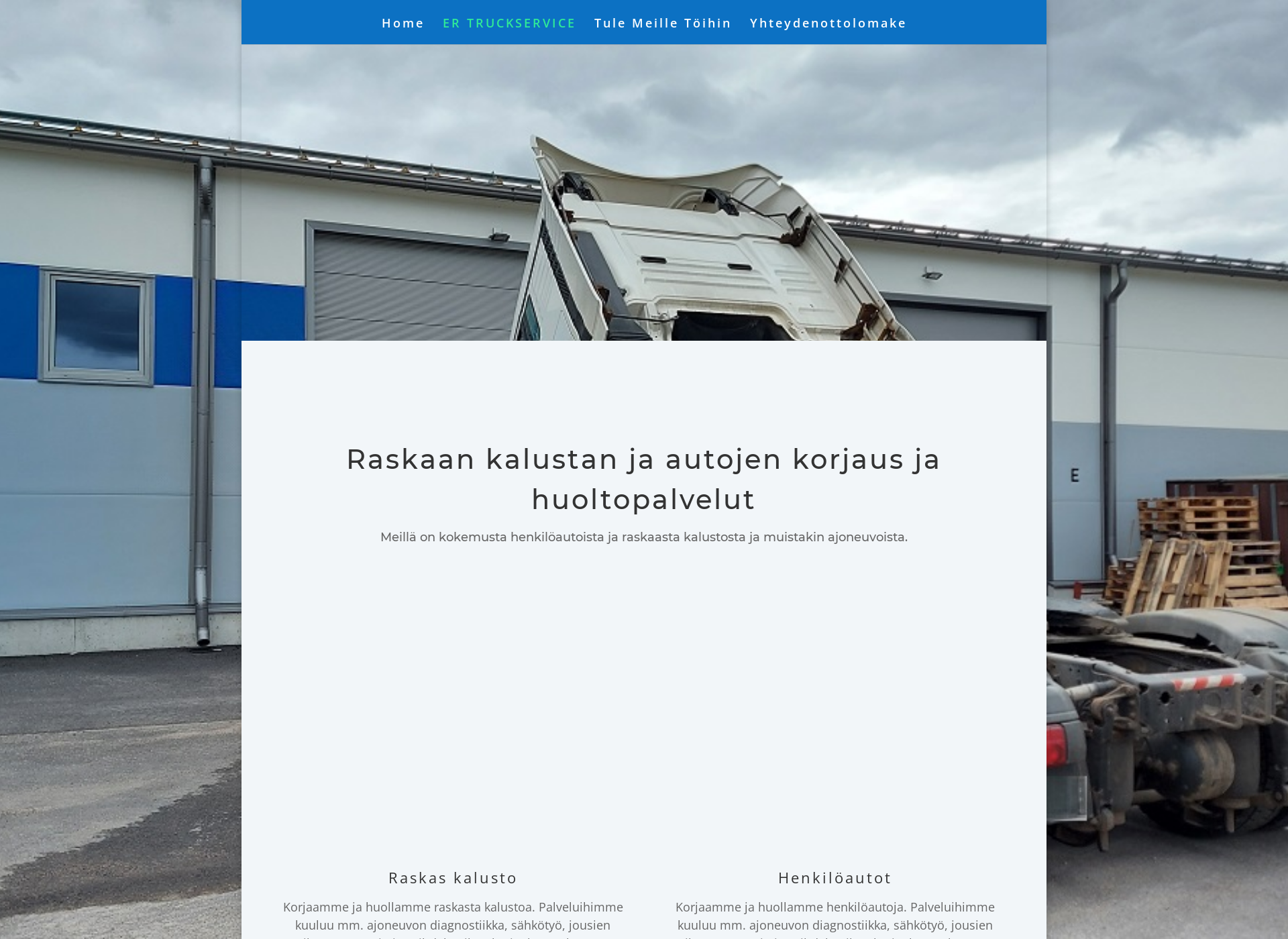 Skärmdump för ertruckservice.fi