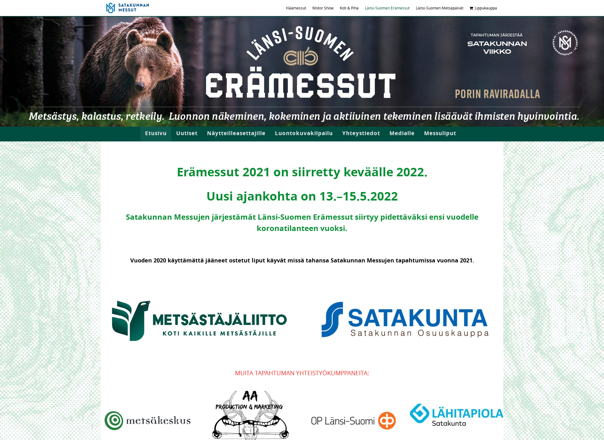 Skärmdump för erä2021.fi