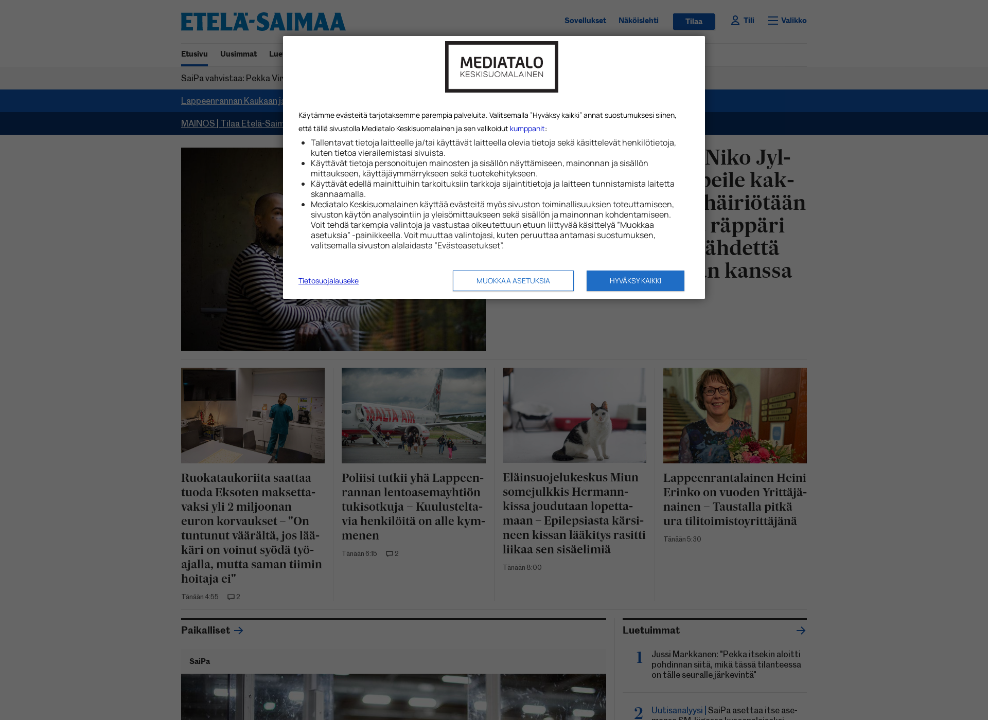 Skärmdump för esaimaa.fi