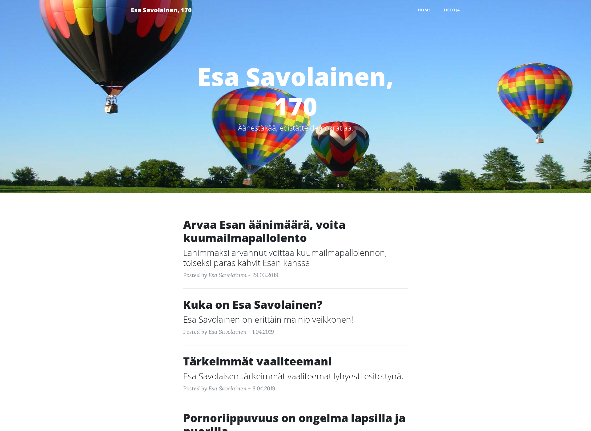 Skärmdump för esasavolainen.fi