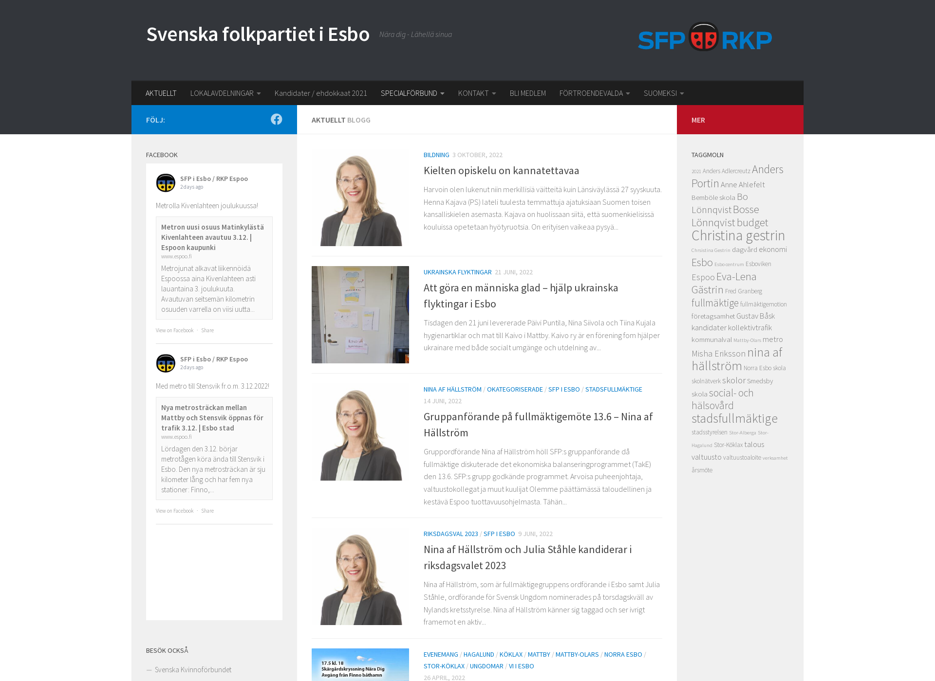 Skärmdump för esbosfp.fi