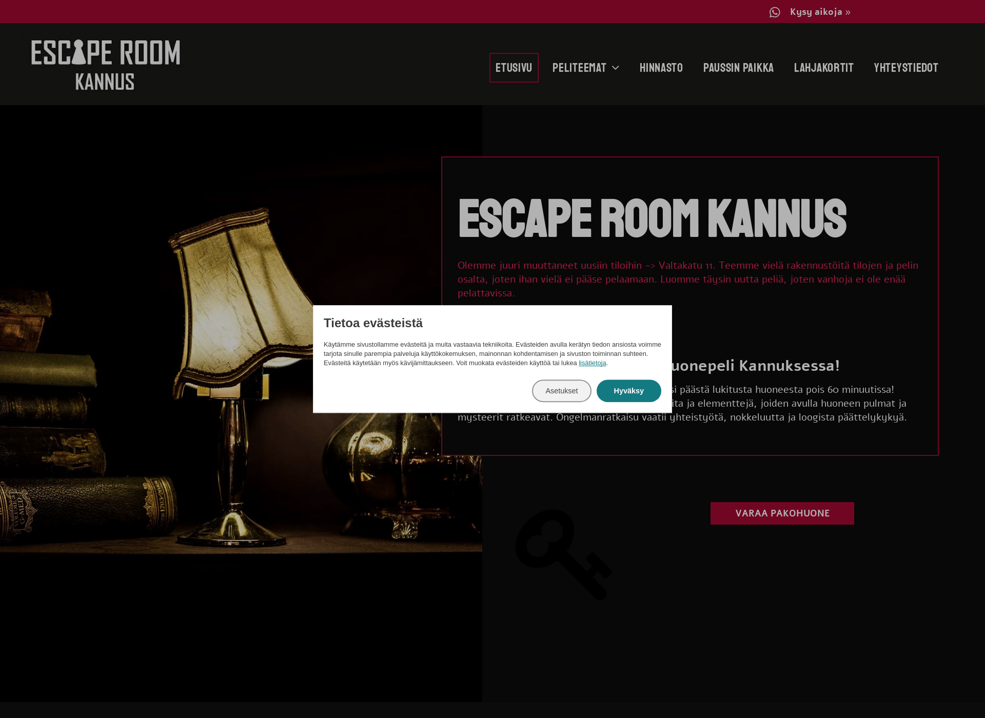 Skärmdump för escaperoomkannus.fi